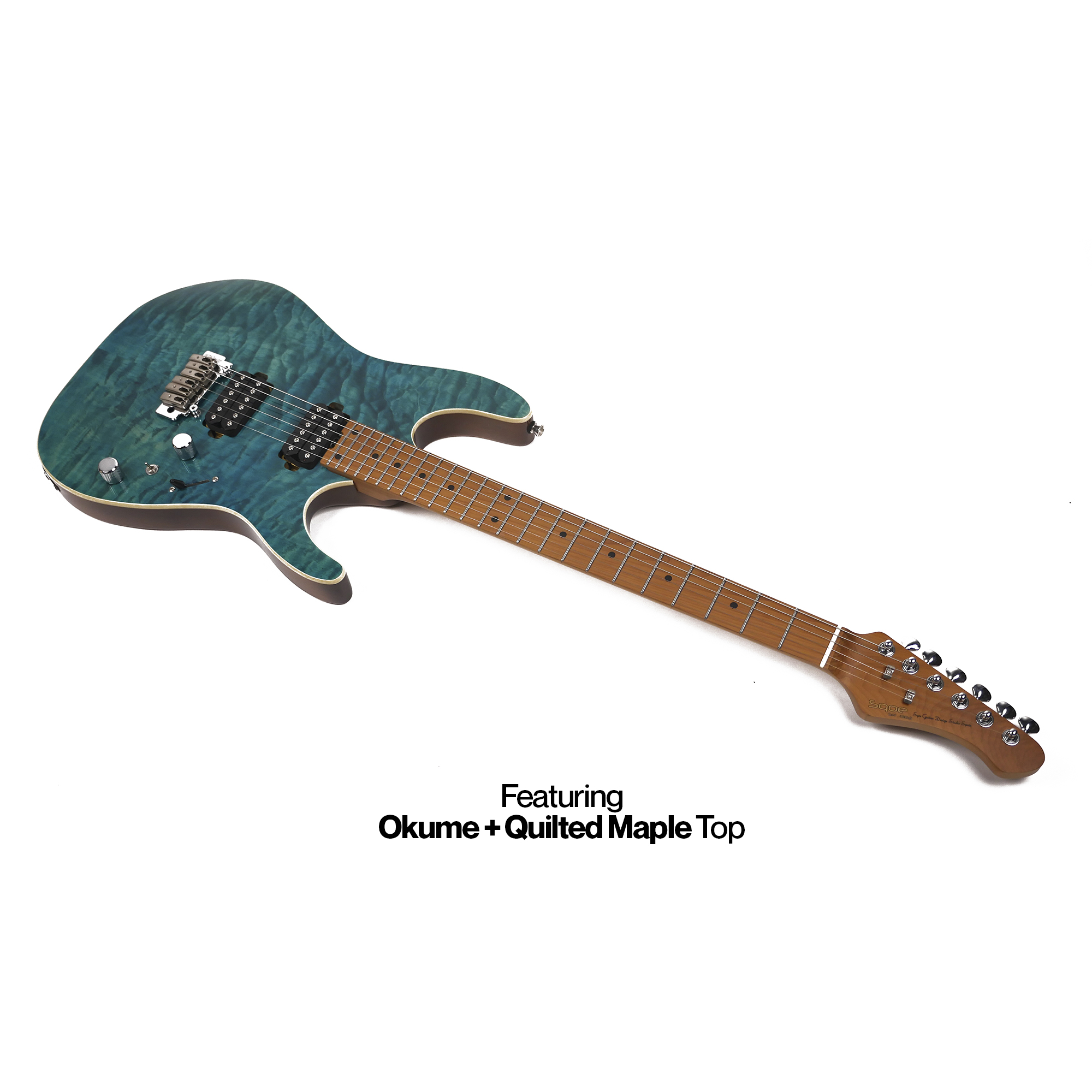 SQOE SEIB950 QUILTED MAPLE SUPER STRATOCASTER GUITAR DARK CHERRY