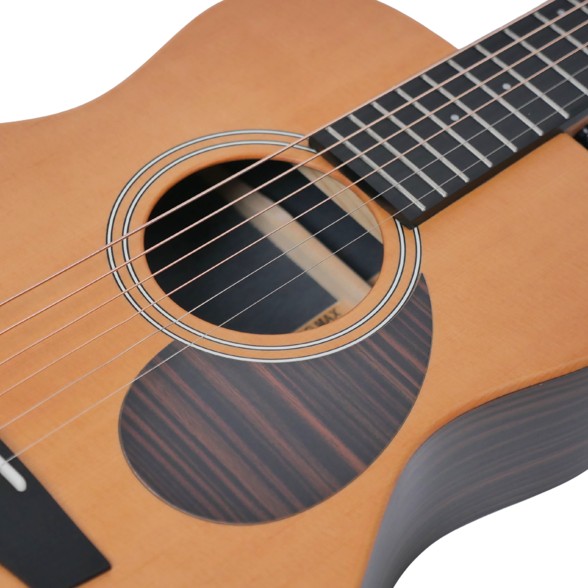 Enya EB-X1 Pro Max SP1 Natural Matt - soundhole and pickguard close-up