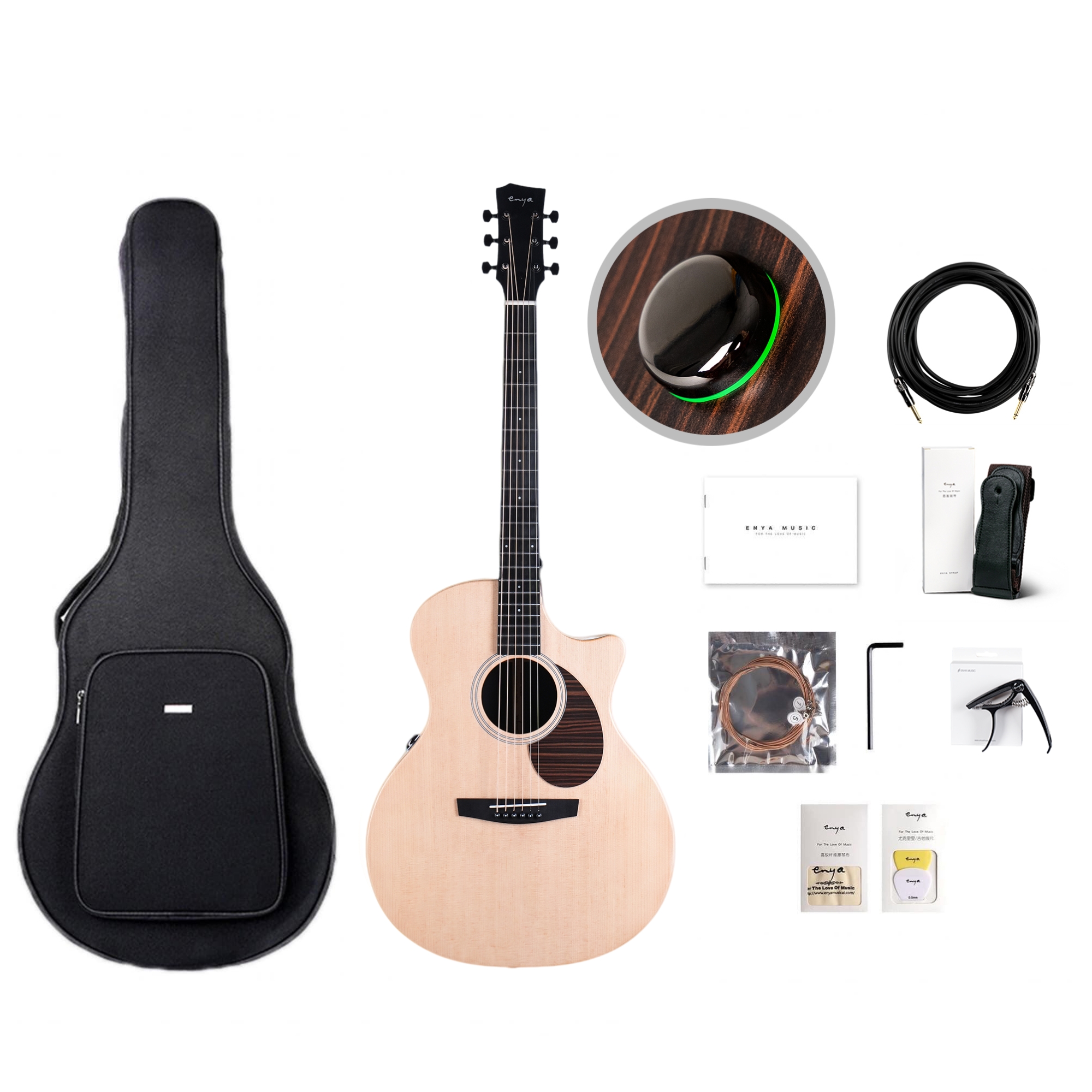 Enya EGA-X1 PRO MAX SP1 Cutaway Solid Top Acoustic Guitar- Natural Matt Finish