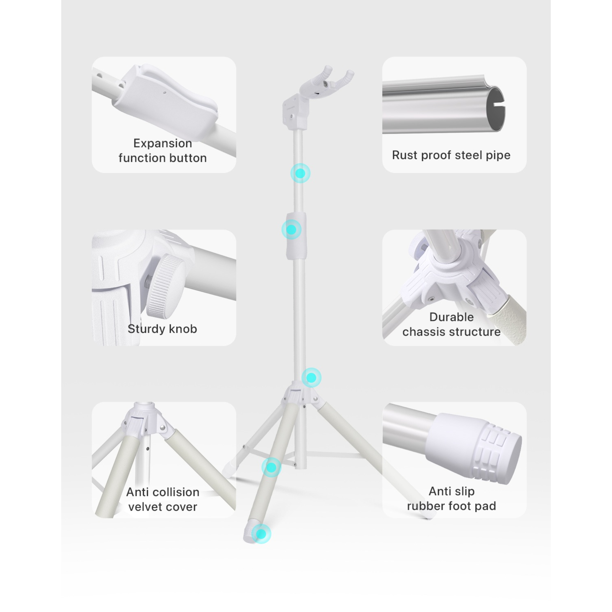 Enya Auto-Lock Guitar Stand - Heavy Duty Steel 33lbs Capacity 360 Non-Slip Base Military Anti-Rust 3-Second Setup Foldable for StageTravelStudio