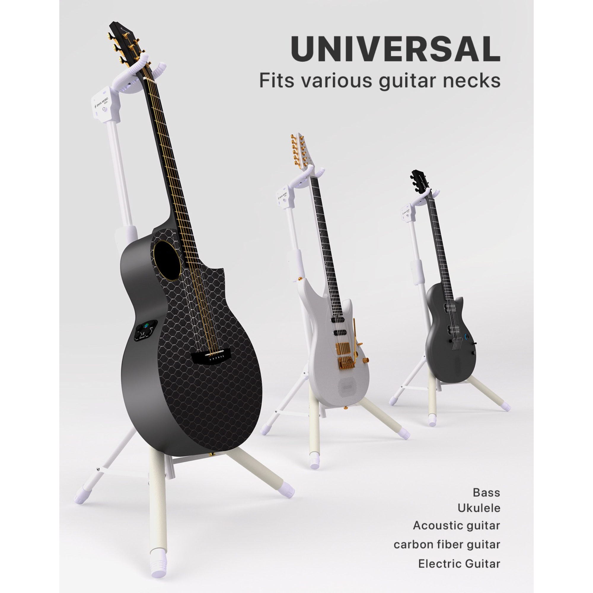 Enya Auto-Lock Guitar Stand - Heavy Duty Steel 33lbs Capacity 360 Non-Slip Base Military Anti-Rust 3-Second Setup Foldable for StageTravelStudio