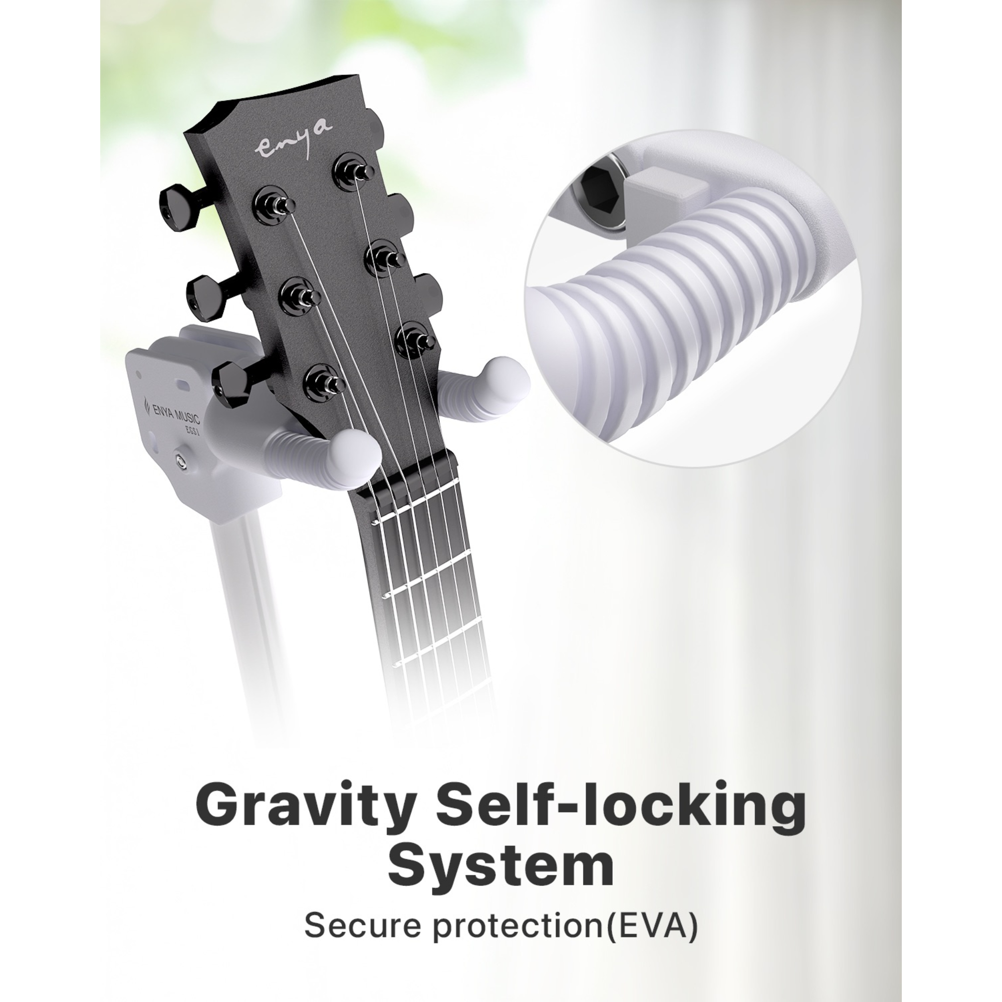 Enya Auto-Lock Guitar Stand - Heavy Duty Steel 33lbs Capacity 360 Non-Slip Base Military Anti-Rust 3-Second Setup Foldable for StageTravelStudio