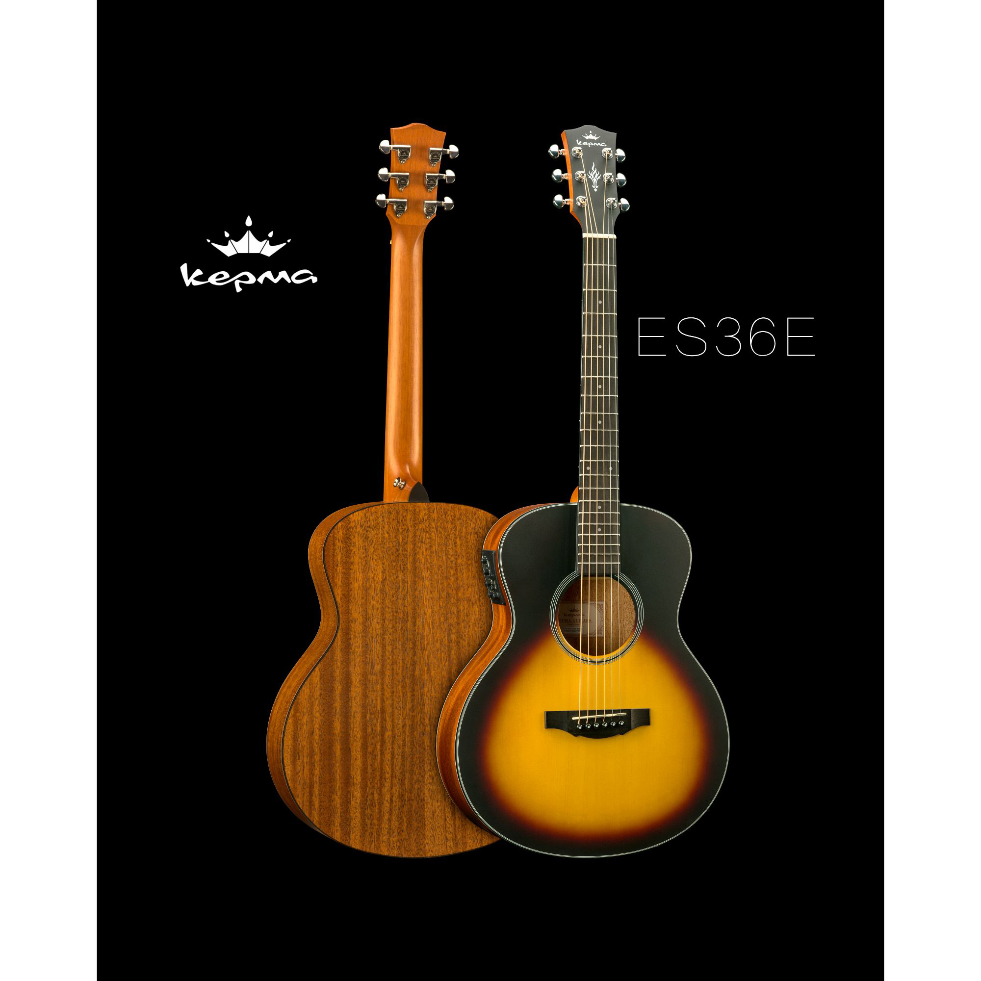Kepma ES36-E Semi Acoustic Travel Guitar- Sunburst Matt