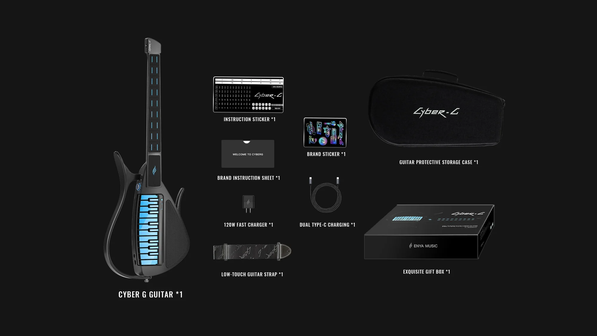 Enya CYBER-G String model Stringless Smart Guitar Foldable Travel Backing Guitar Built-in Drum Machine Bassline 20 instrument Sounds for One-Man Band App Interactive Chord Sheets For Adults Teens White