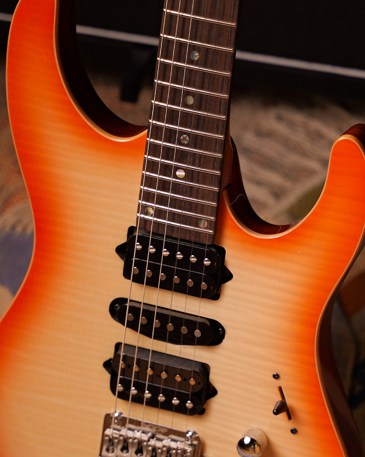 SQOE SEIB998 Amber Orange Custom HSH Electric Guitar