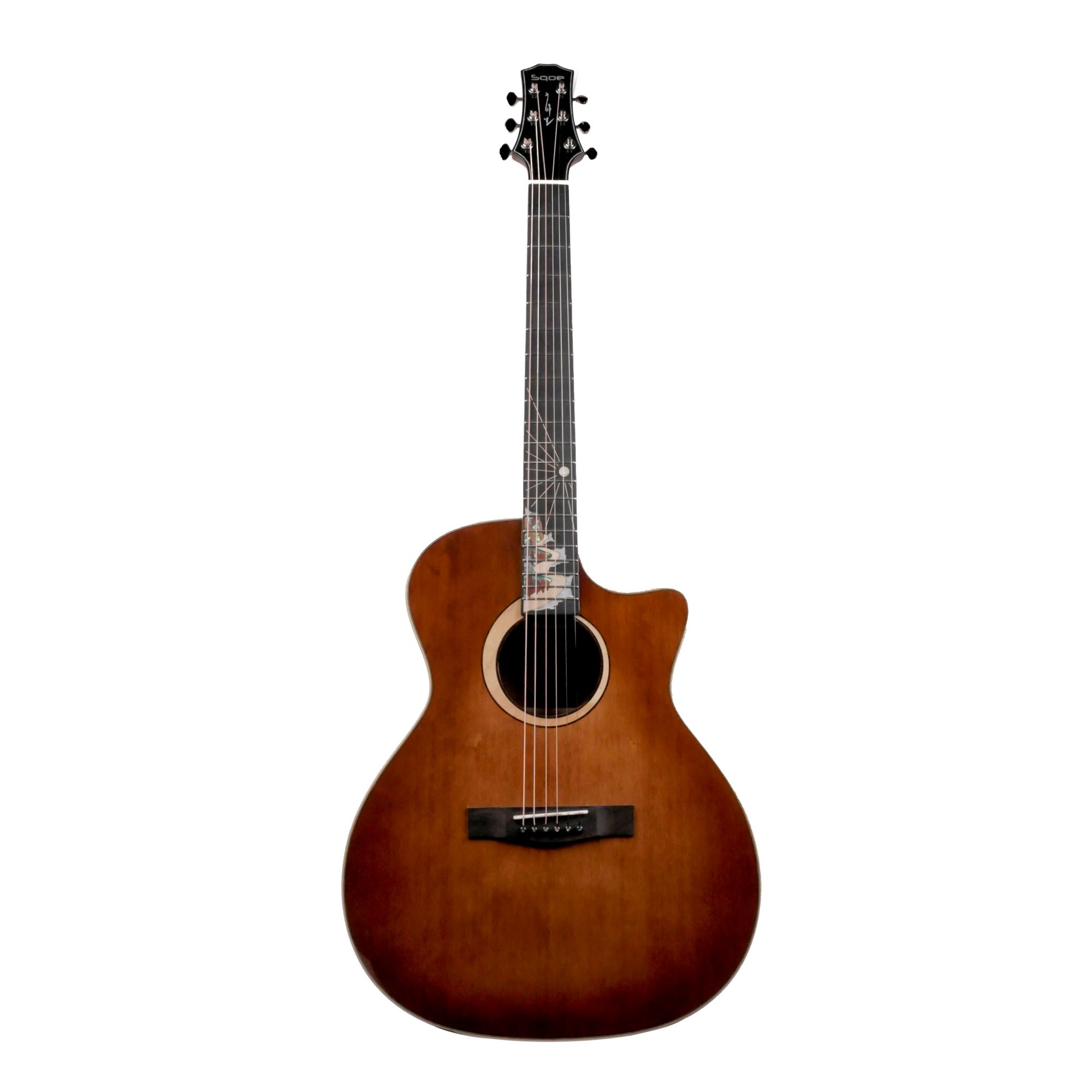 SQOE SQ-PFZL-FG Solid spruce top Acoustic guitar - Vintage Cherry red gloss