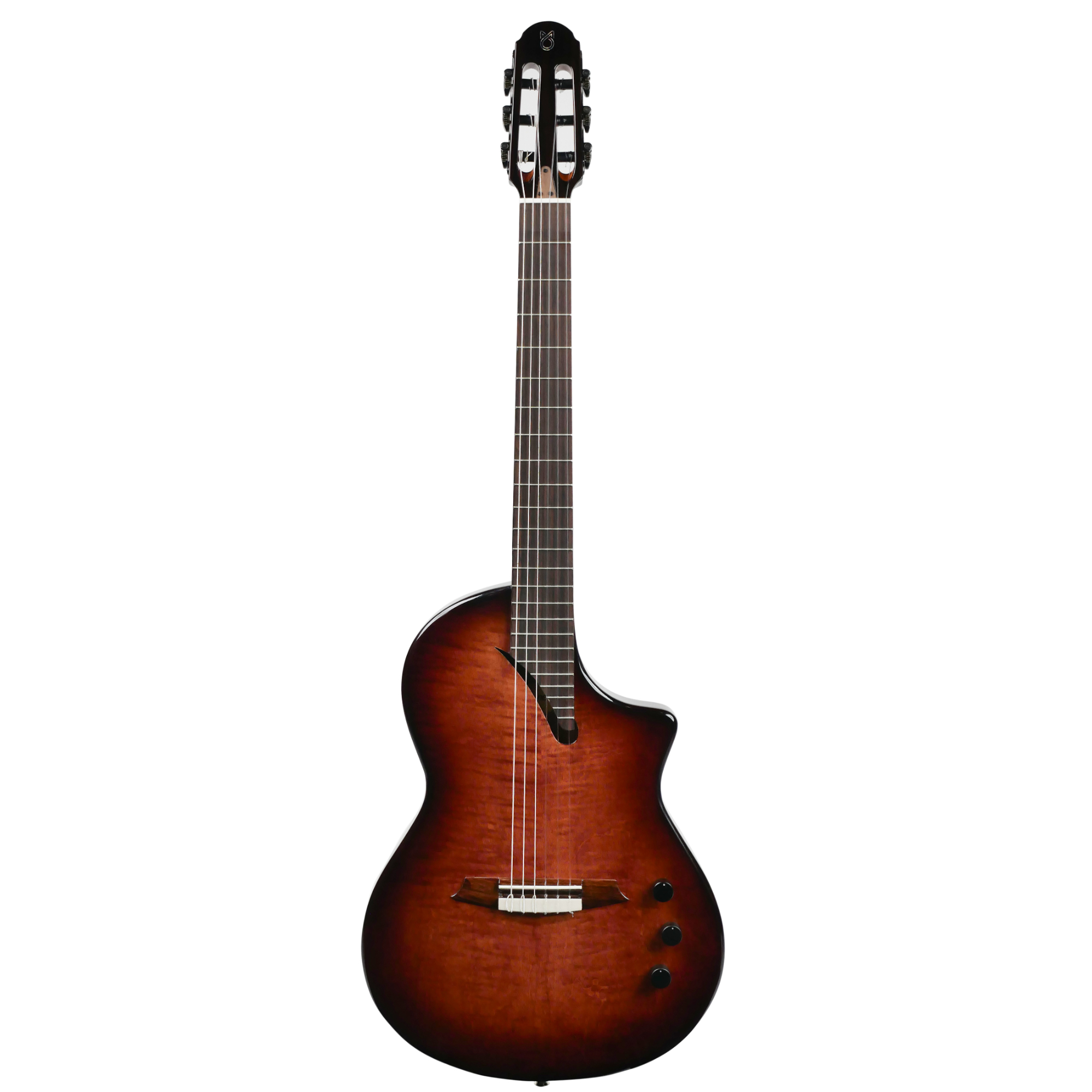MARTINEZ Hispania Cognac with EQ all solid flame top modern semi-acoustic classical guitar with effects