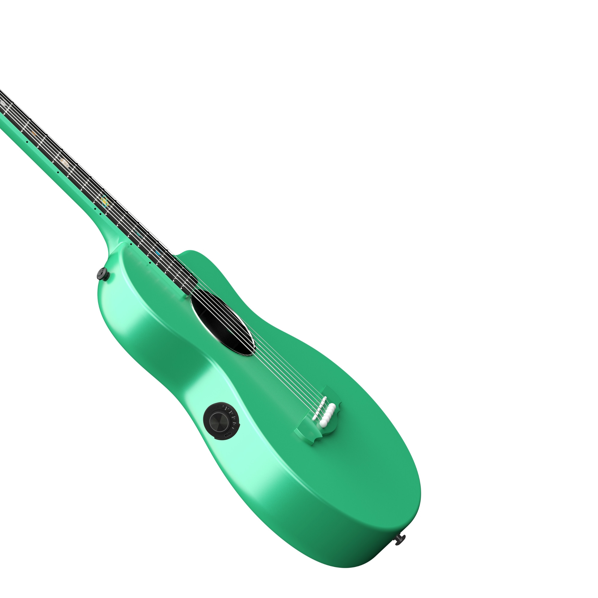 Natasha Asteroid Mint green transacoustic OS1 Steel String carbon fibre guitar