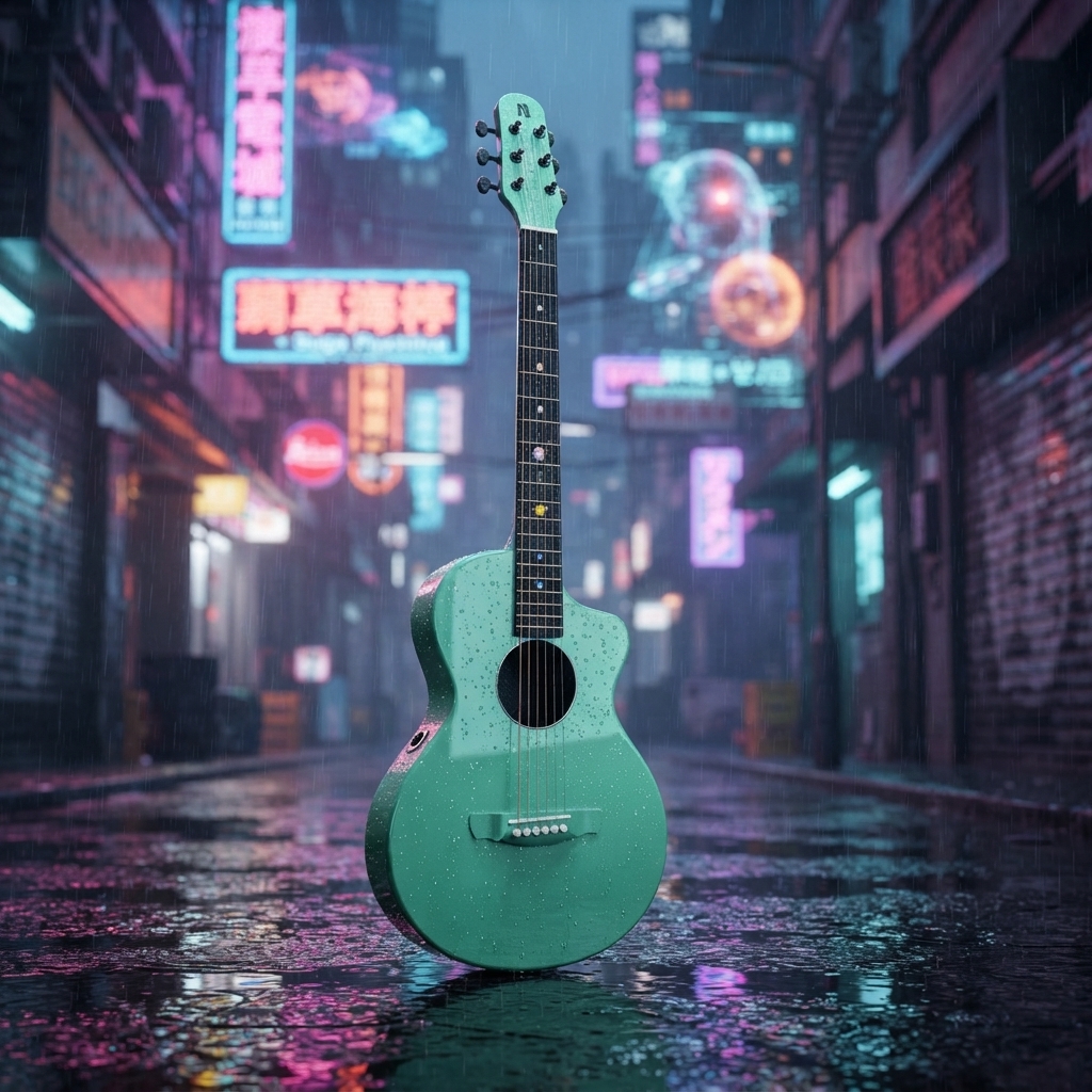 Natasha Asteroid NSX Carbon Fibre Acoustic Guitar with Smart Pickup Mint green