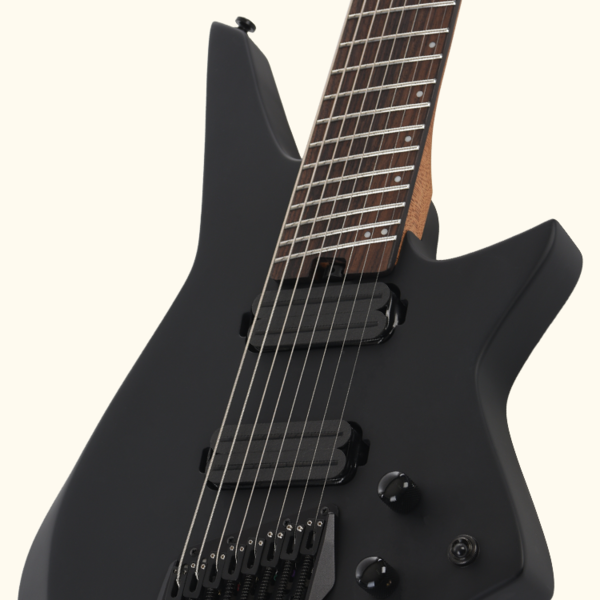 Dual passive rail humbuckers on the Hex Guitars HZ8 SBK