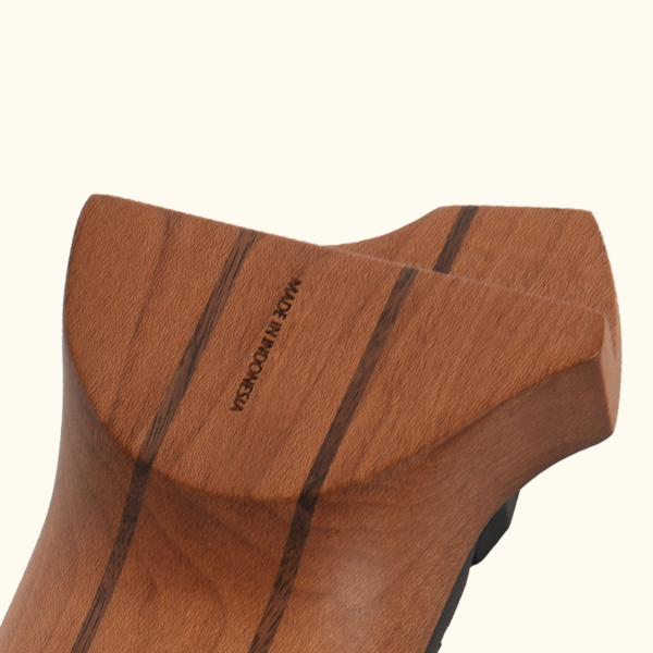 Neck heel of the Hex Guitars HZ8 SBK stamped Made in Indonesia