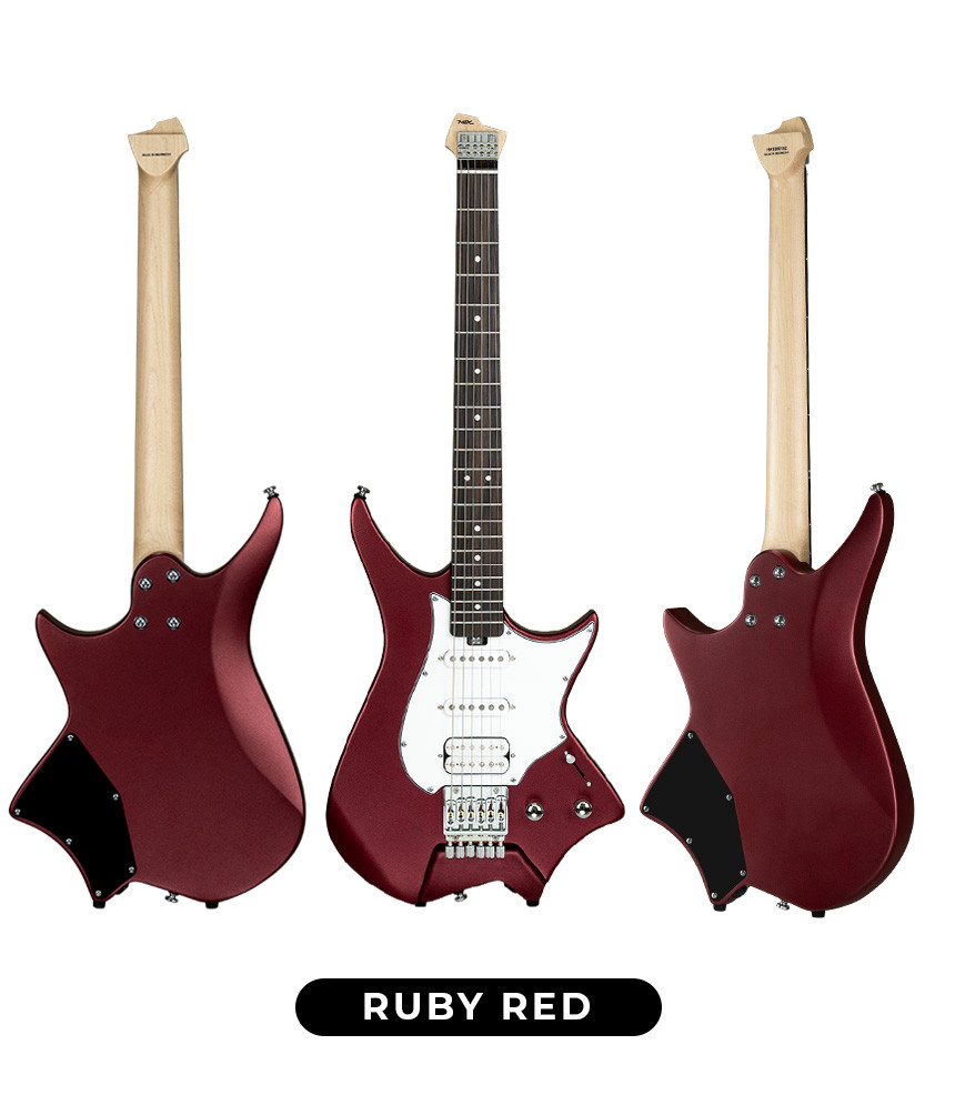 Headless neck end and rear cavity panel on the Hex Guitars NS100