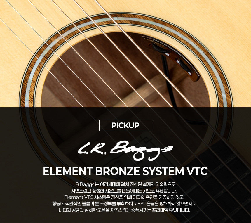 LR Baggs Element Bronze VTC pickup mounted in the Hex Guitars VG500E soundhole