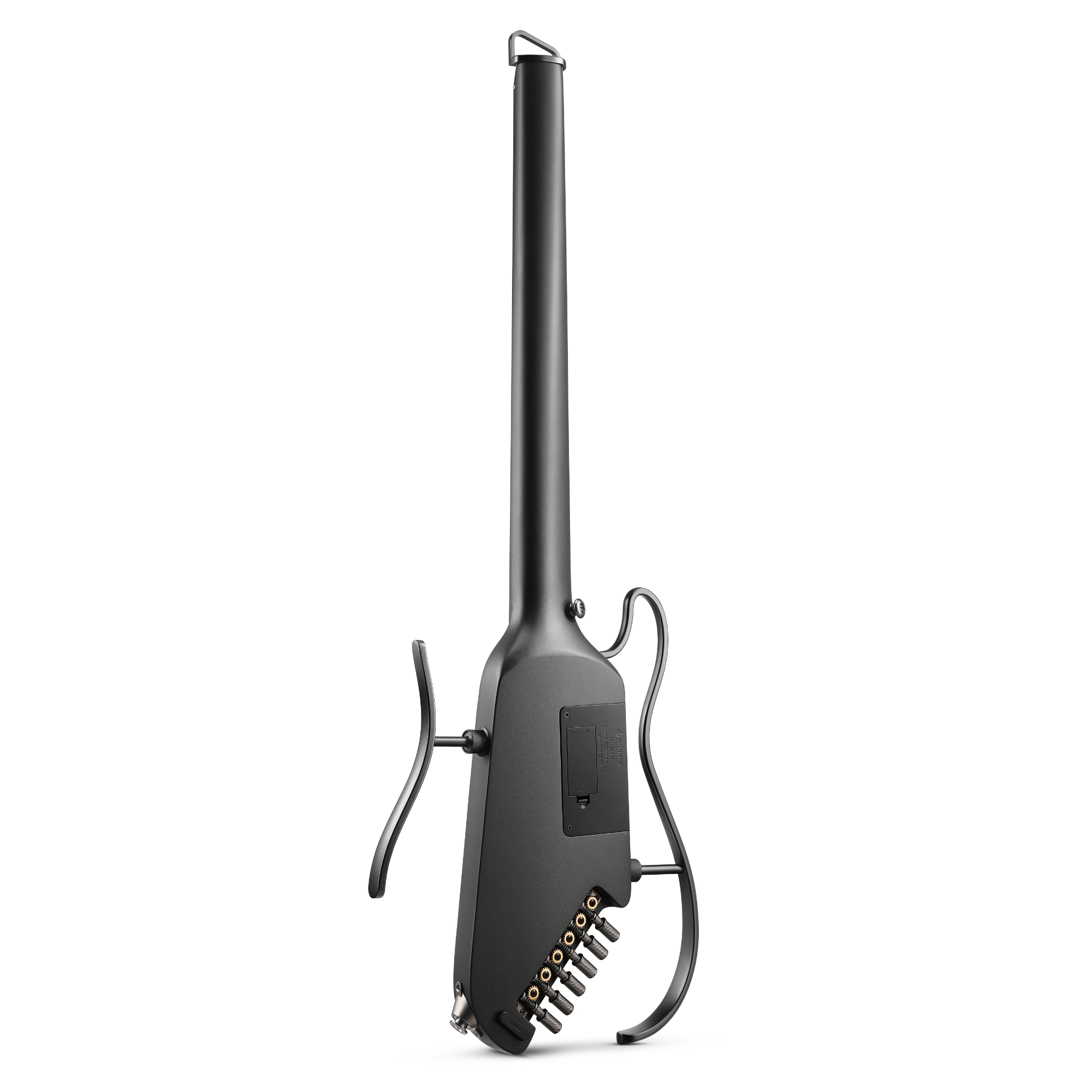 Donner TravelSilent Guitar - Black  HUSH-I Headless Guitar Removable Frames Ultra Light Acoustic Electric Guitar with Gig Bag and Accessories