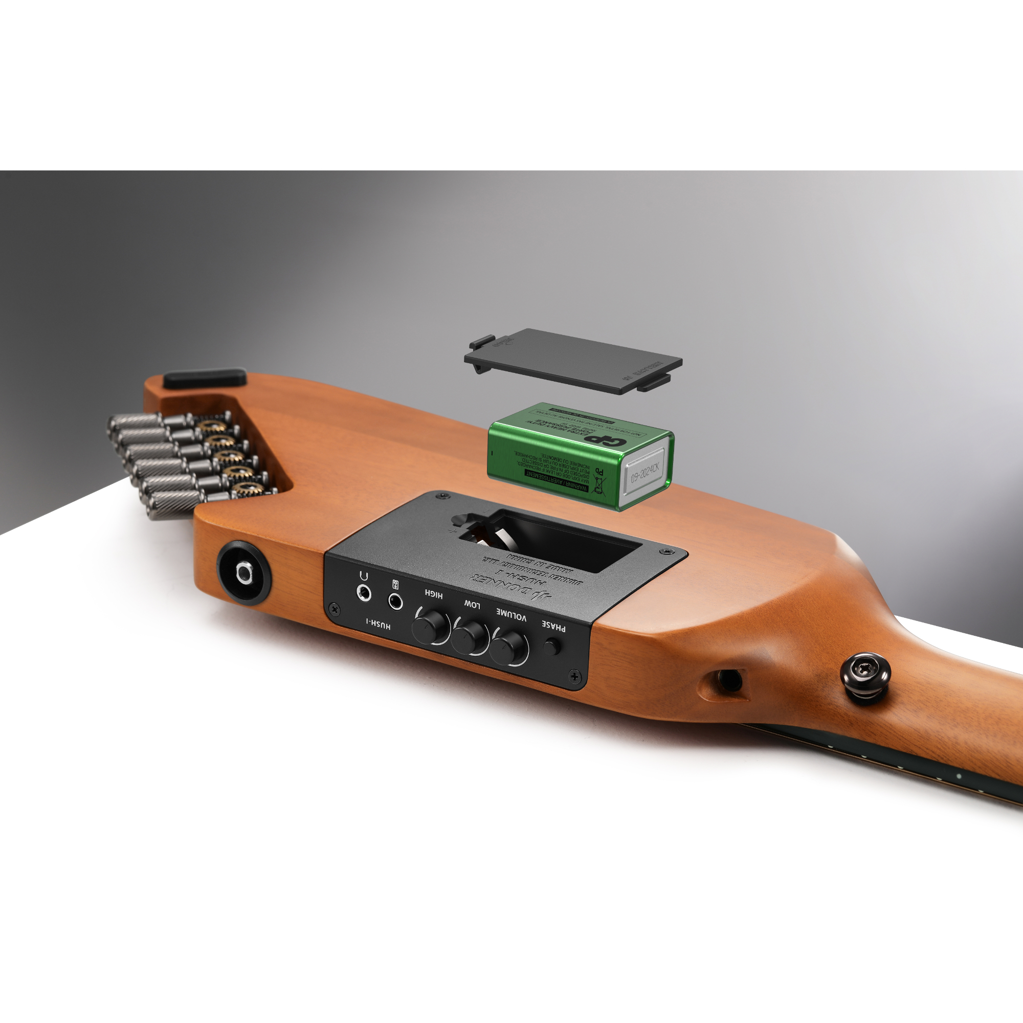 Donner TravelSilent Guitar - Natural Mahogany HUSH-I Headless Guitar Removable Frames Ultra Light Acoustic Electric Guitar with Gig Bag and Accessories