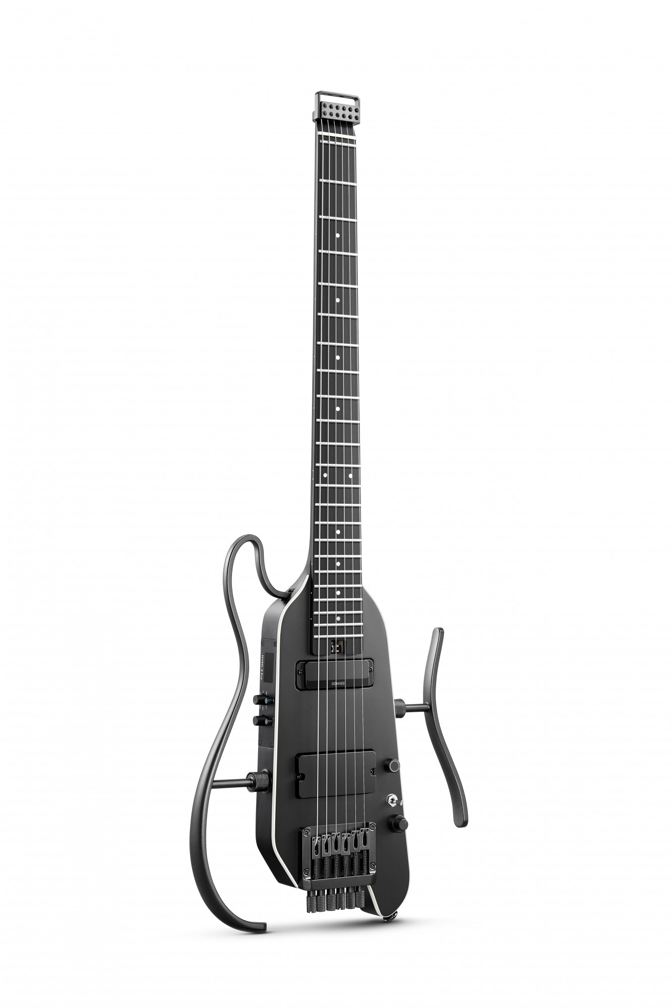 Donner HUSH X PRO Black Electric Guitar Kit - Smart Travel Guitar with Dozens of Preset Combinations 7 Tone Sim Options