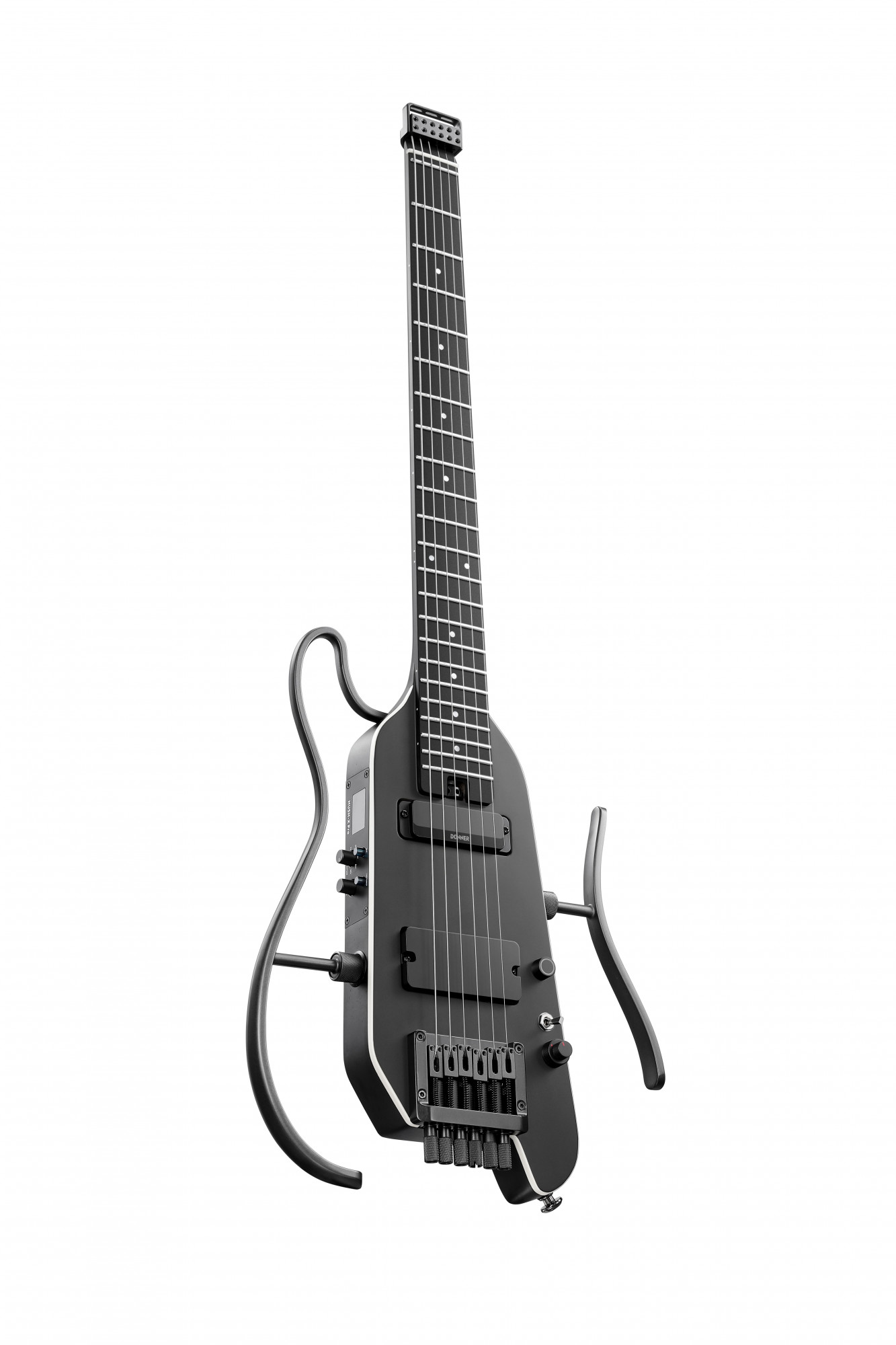 Donner HUSH X PRO Black Electric Guitar Kit - Smart Travel Guitar with Dozens of Preset Combinations 7 Tone Sim Options