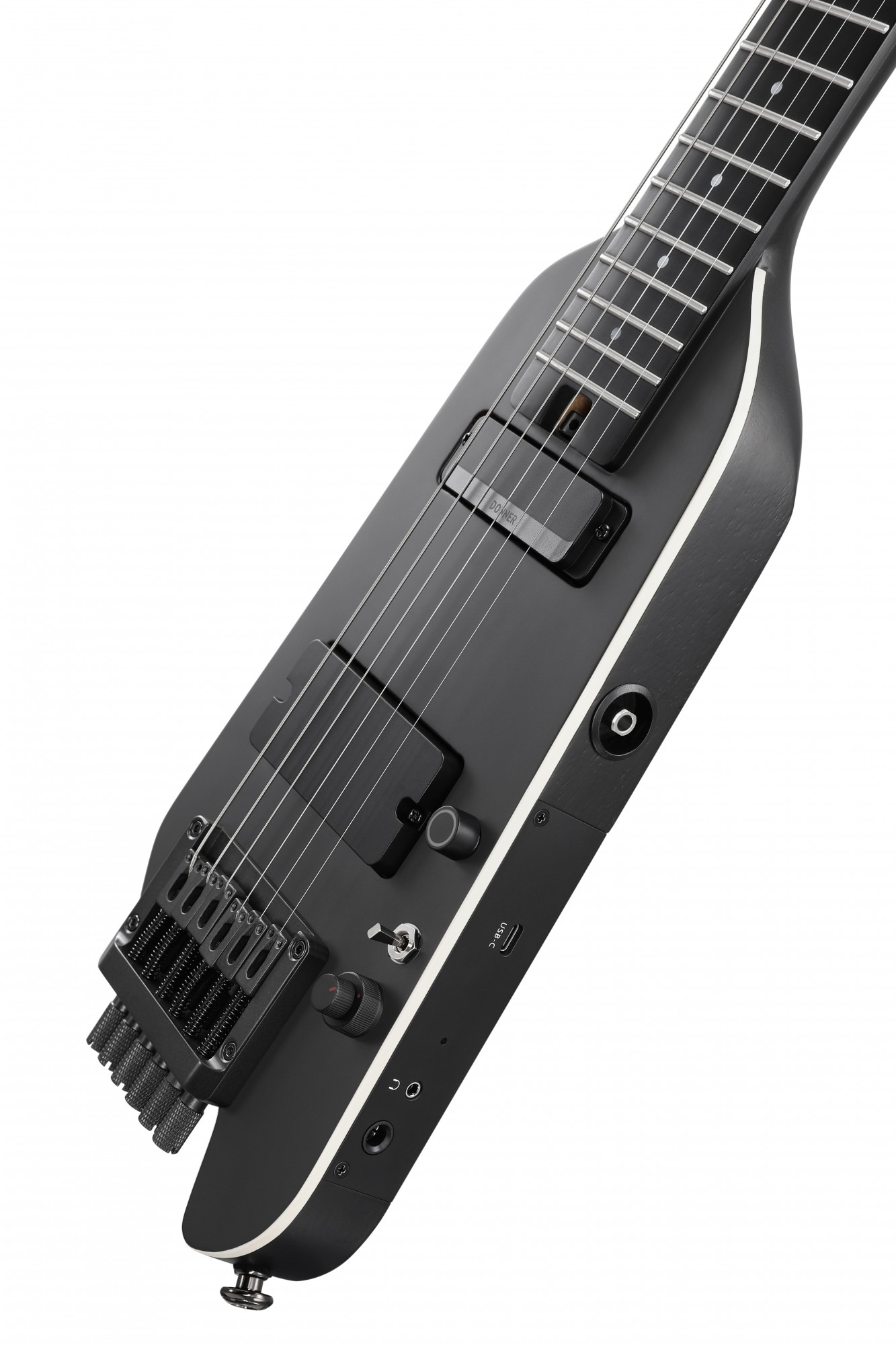 Donner HUSH X PRO Black Electric Guitar Kit - Smart Travel Guitar with Dozens of Preset Combinations 7 Tone Sim Options
