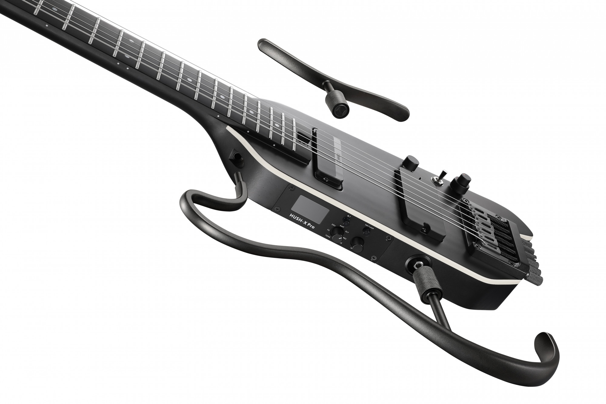 Donner HUSH X PRO Black Electric Guitar Kit - Smart Travel Guitar with Dozens of Preset Combinations 7 Tone Sim Options