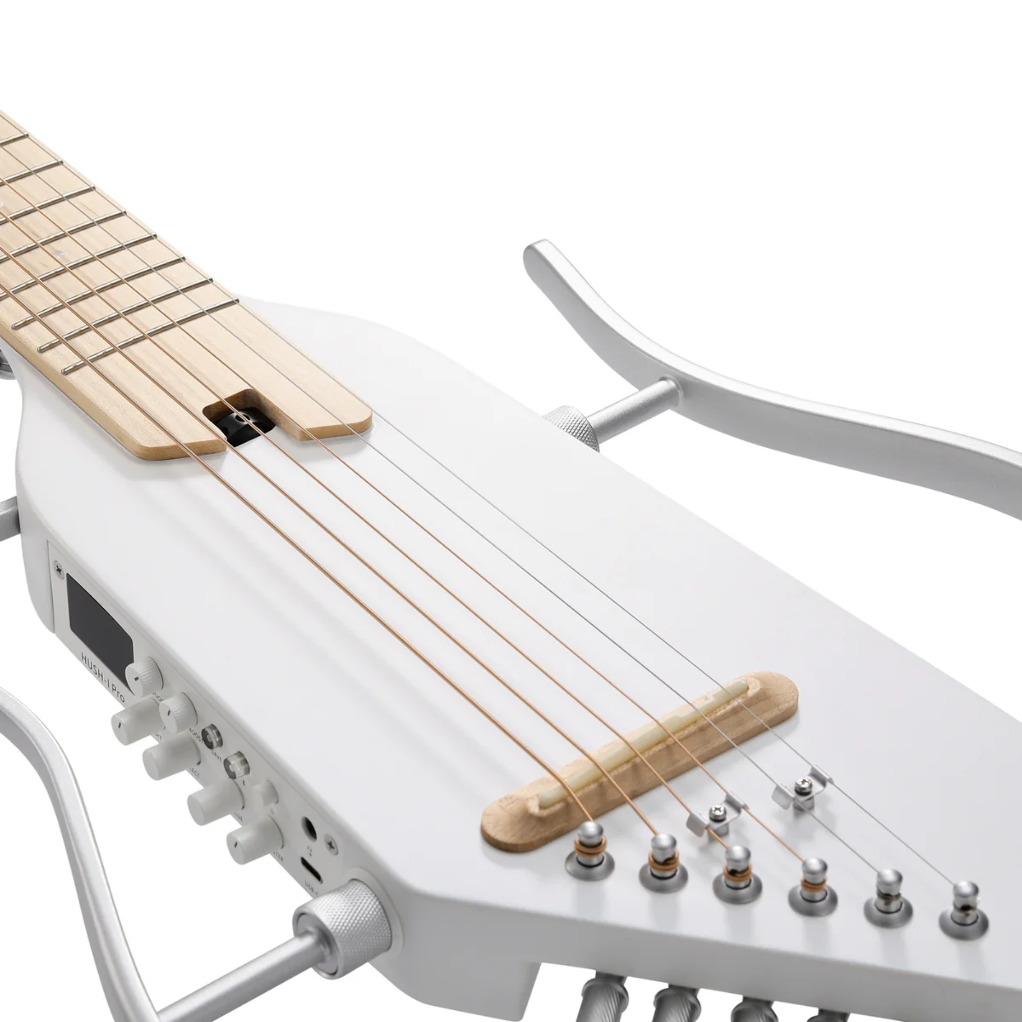 Donner HUSH-I PRO White Acoustic-Electric Travel Guitar Kit with onboard Effects