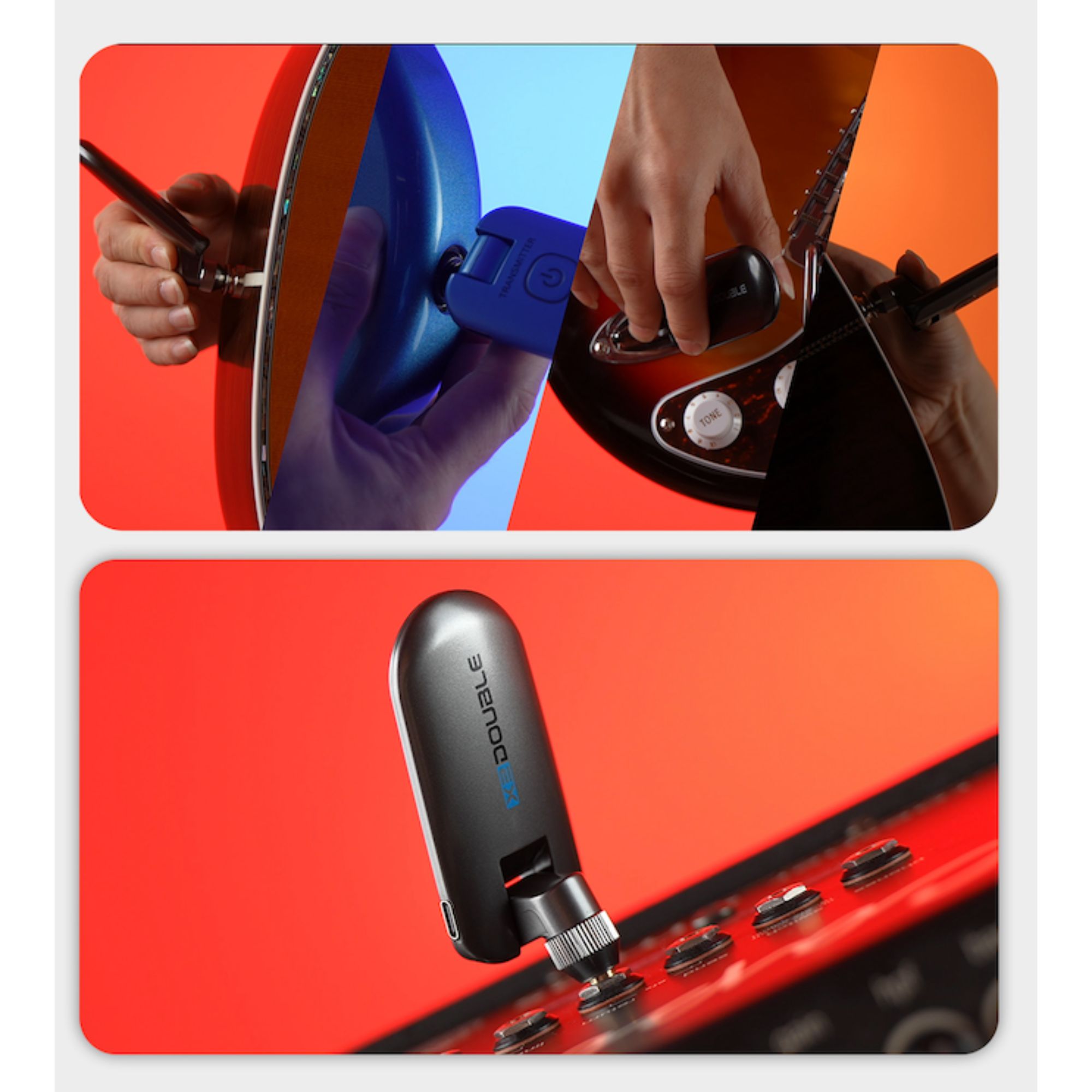 Double W3 Wireless Guitar System for All Types of Guitar with Active or Passive Pickup - Green