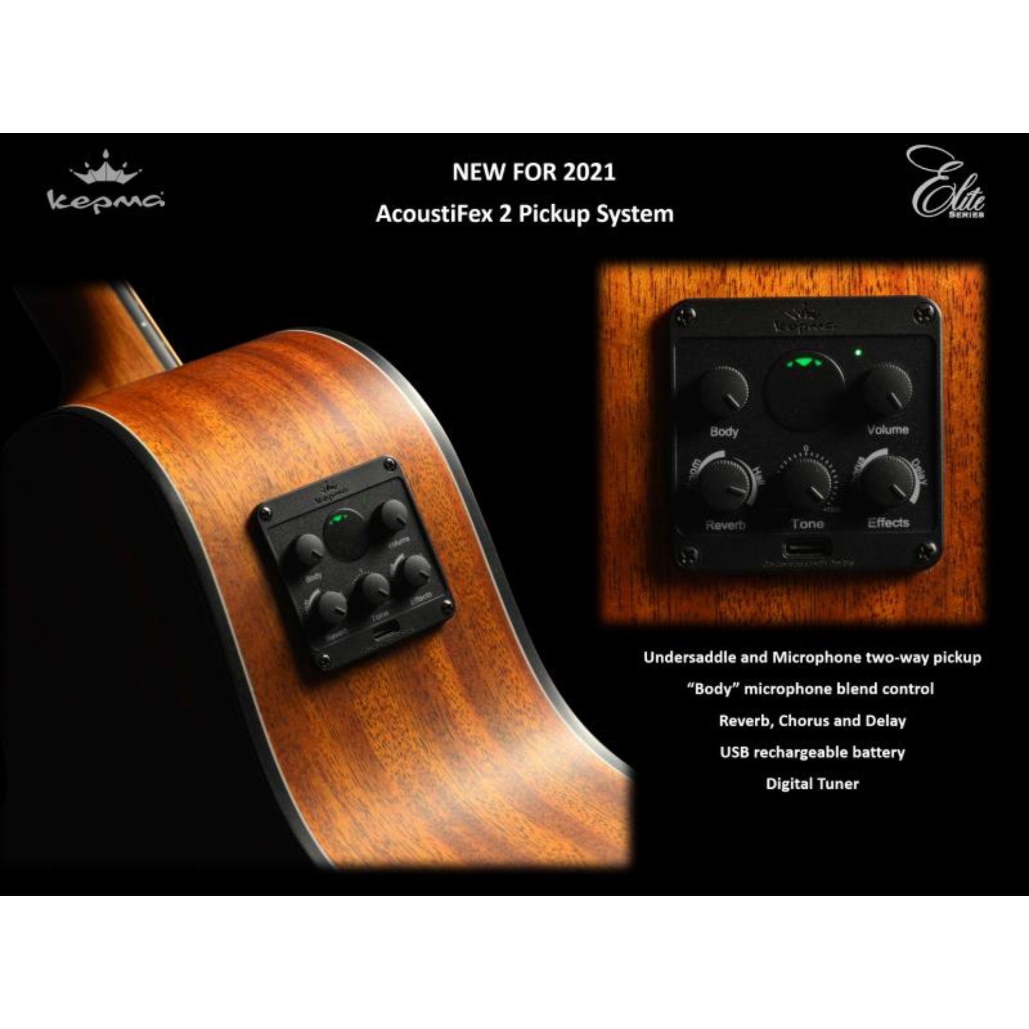 Kepma F0E GA TransAcoustic Guitar - Cherry Burst