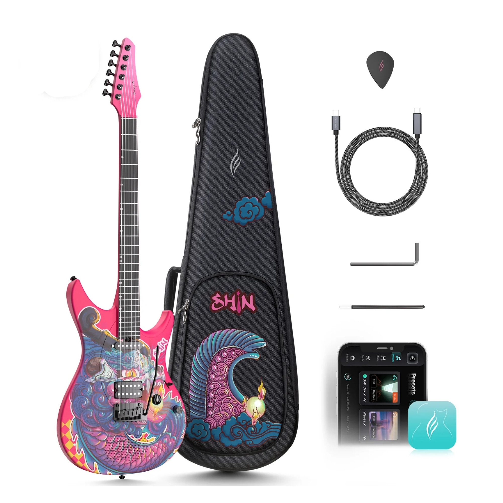 Enya Nova Inspire series dragon kobayashi smart electric guitar exclusive thickened bag Type-C charging cable