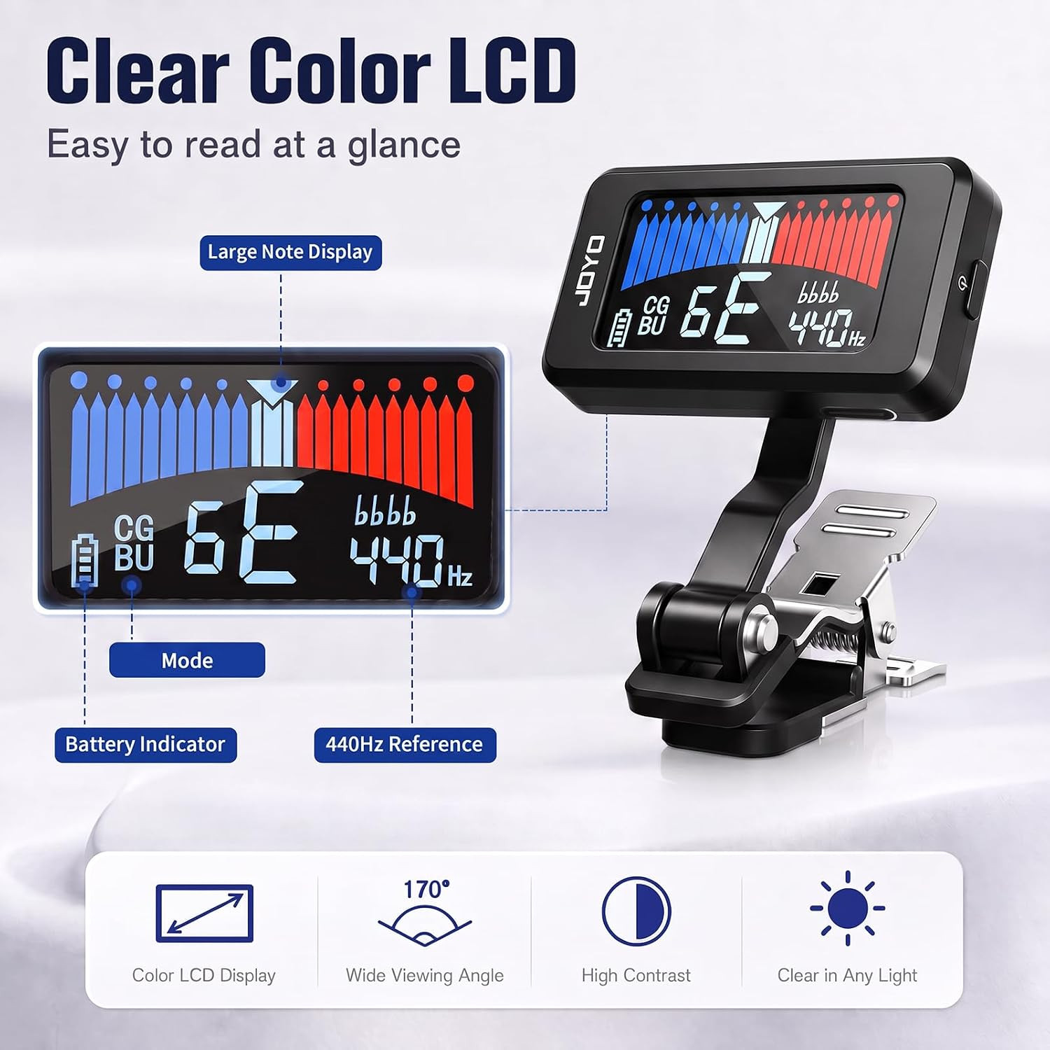 JOYO JT-480 large colour LCD with mode and battery indicators