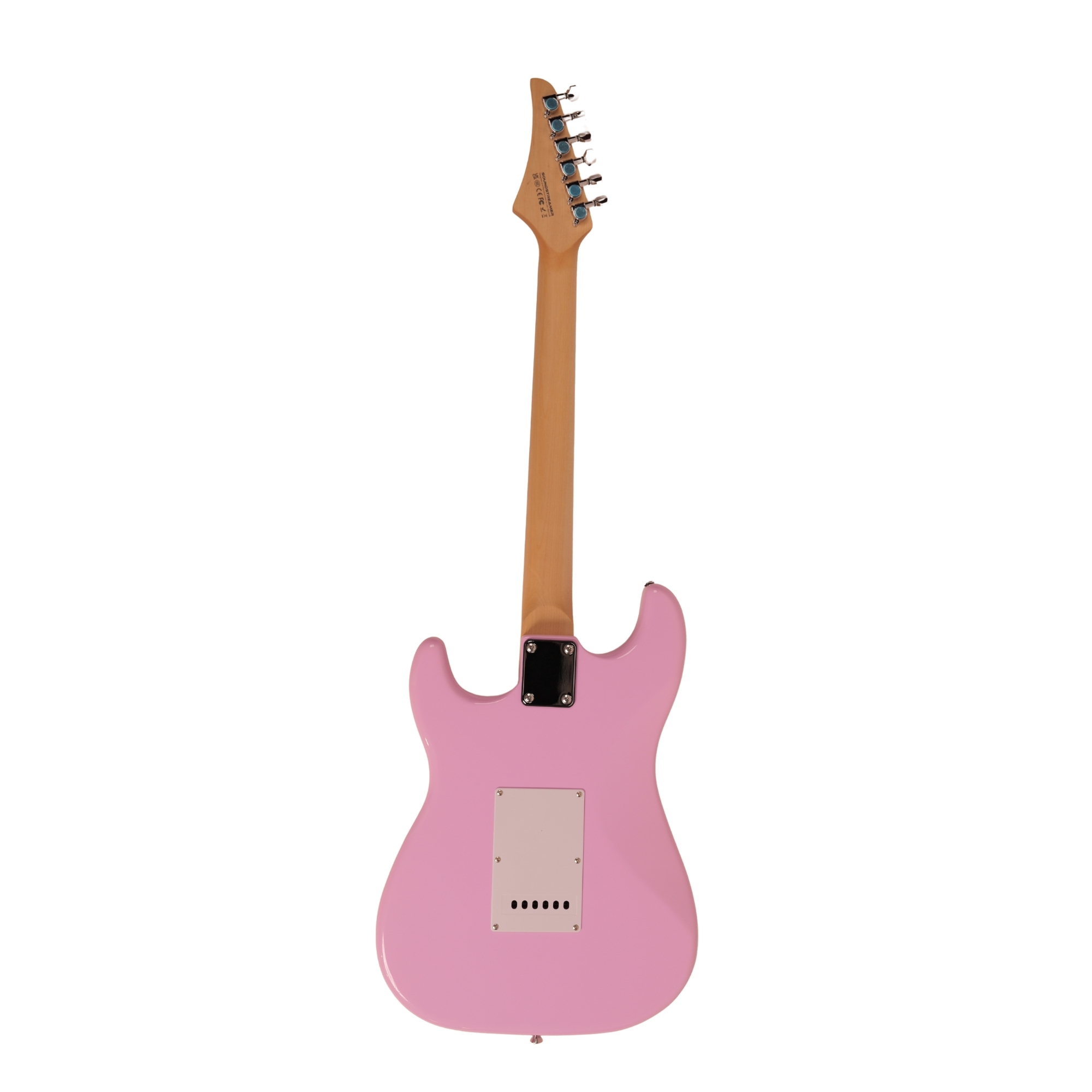 Leo Jaymz Pink Beginner Electric Guitar Complete Kit with Portable Amp Padded Gig Bag Full Accessories Maple Neck SSS Pickups