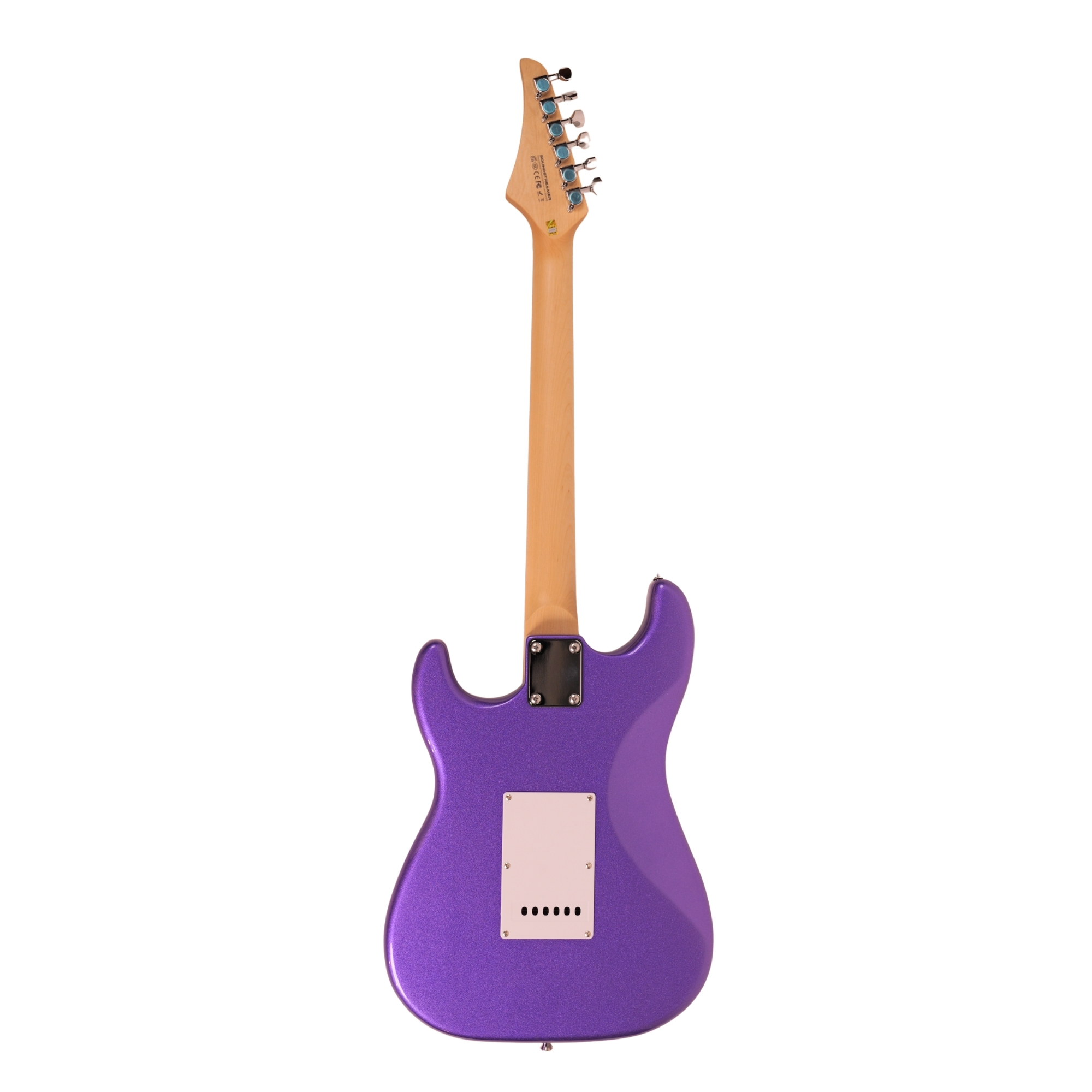 Leo Jaymz purple Beginner Electric Guitar Complete Kit with Portable Amp Padded Gig Bag  Full Accessories Maple Neck SSS Pickups