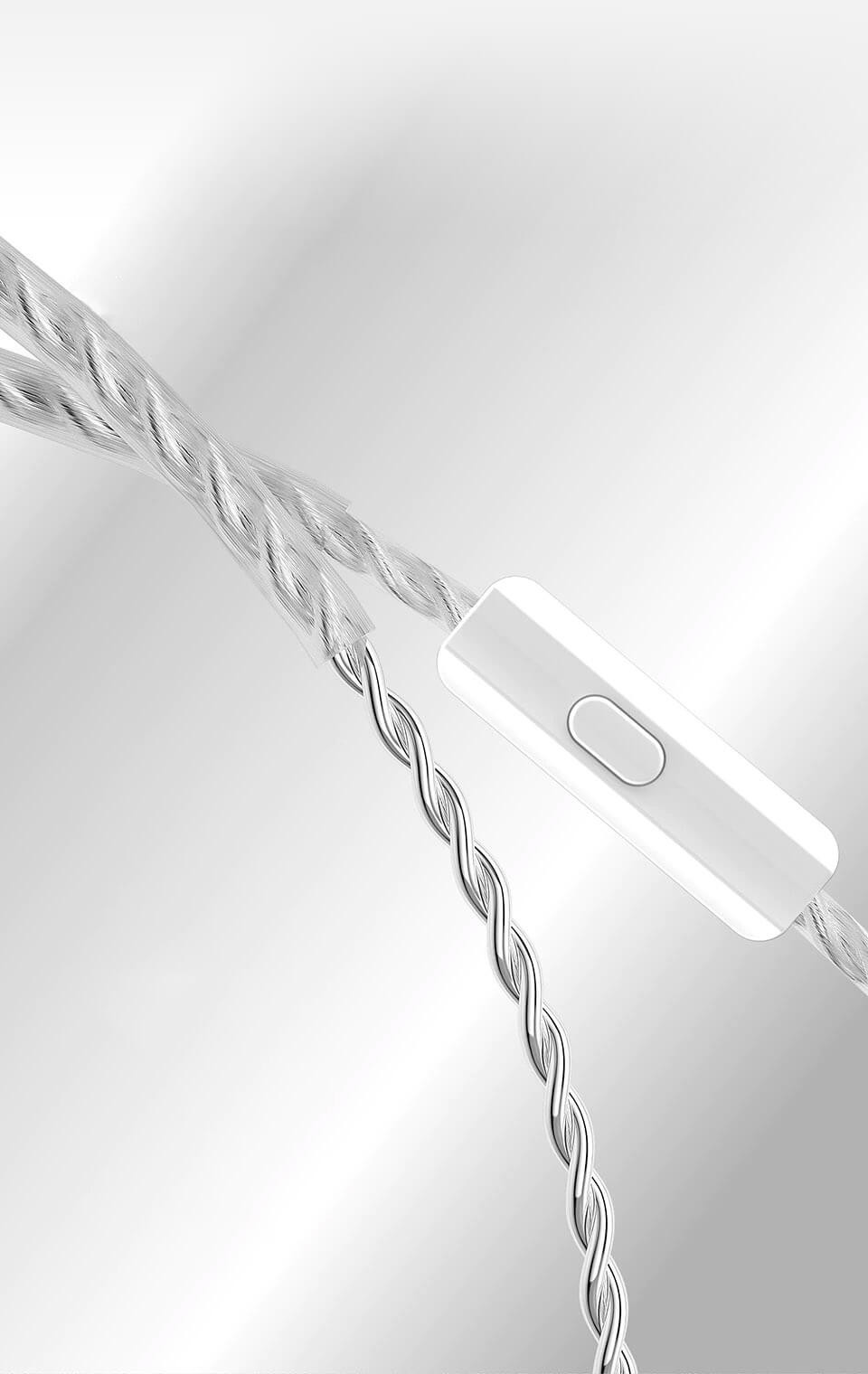 Detachable cable with inline microphone on the KZ x HBB DQ6S