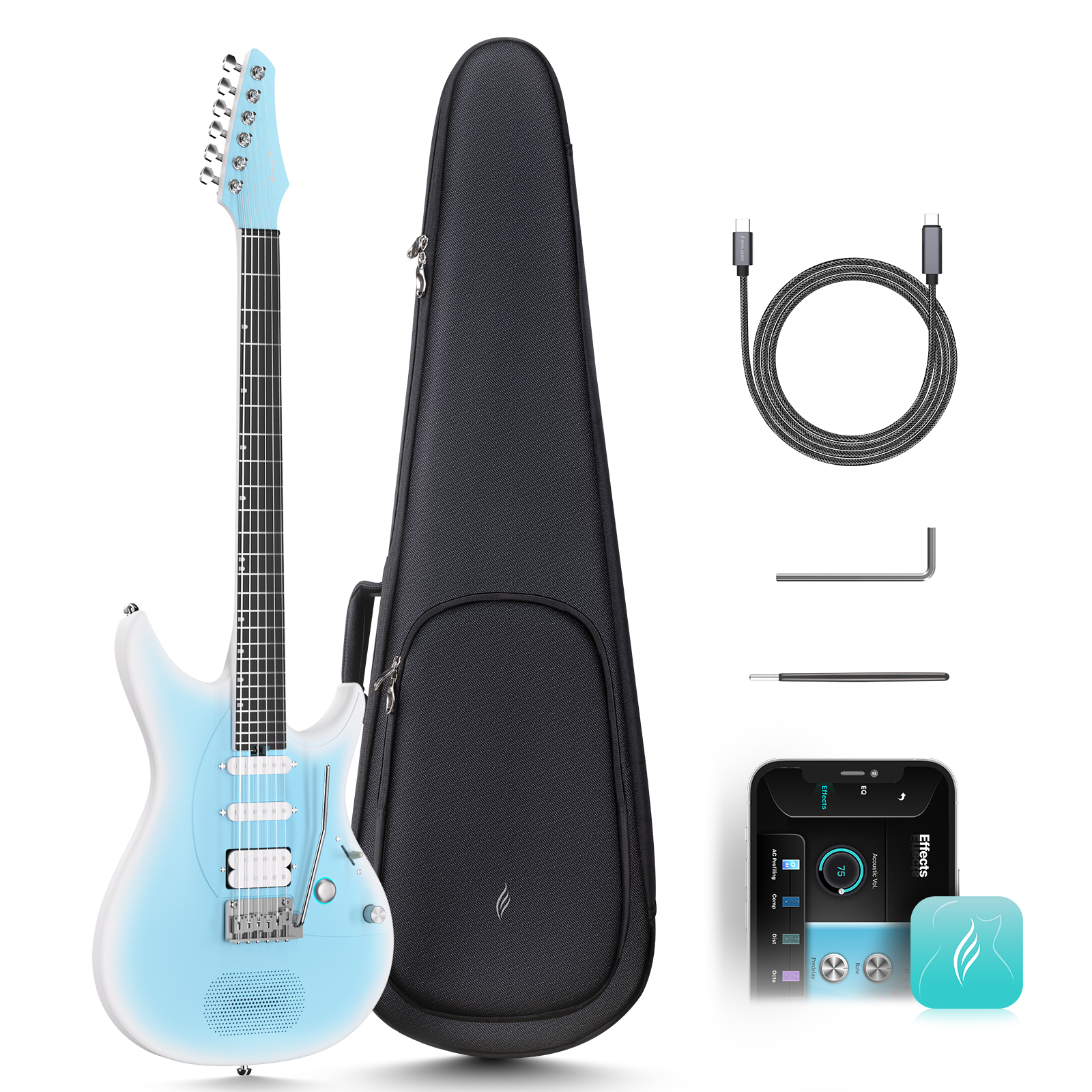 Enya Nova Inspire series light blue smart electric guitar exclusive thickened bag Type-C charging cable