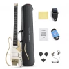 Donner HUSH X PRO white luxe Electric Guitar Kit - Smart Travel Guitar with Dozens of Preset Combinations, 7 Tone Sim Options