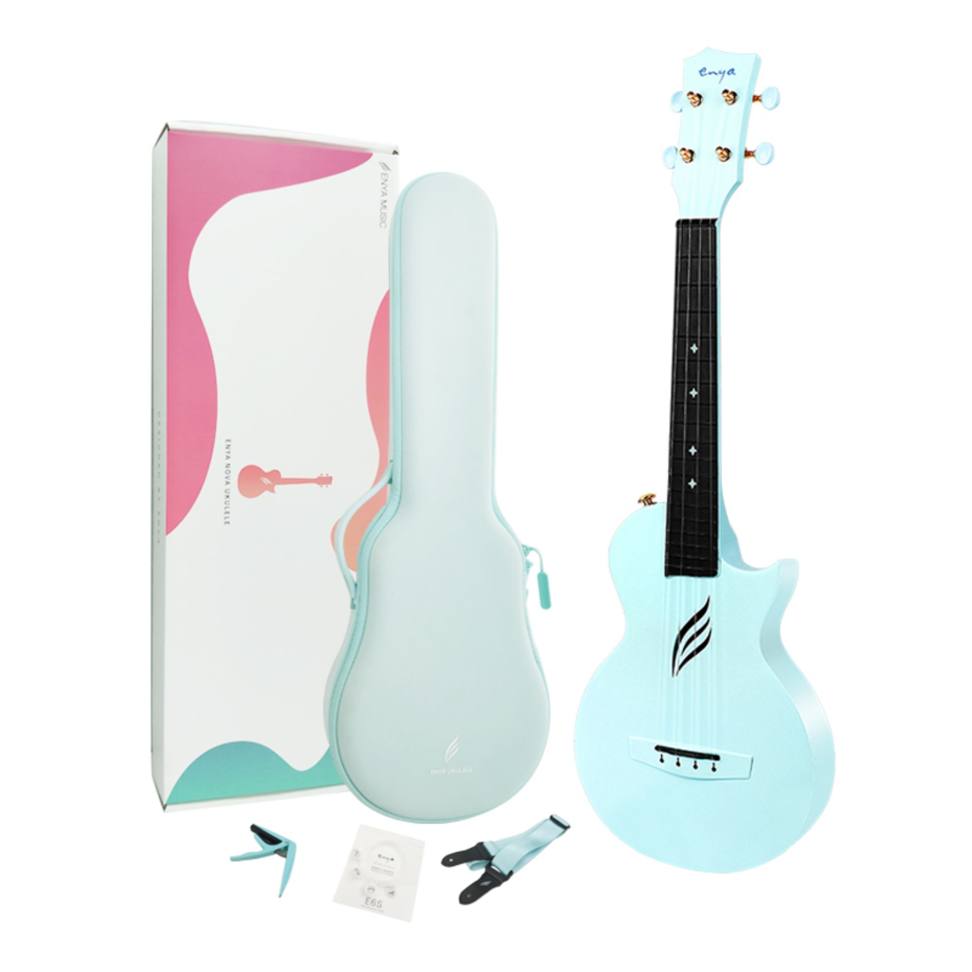 Enya Concert Nova UE Carbon Fiber Travel Ukulele with AcousticPlus- Blue Matt
