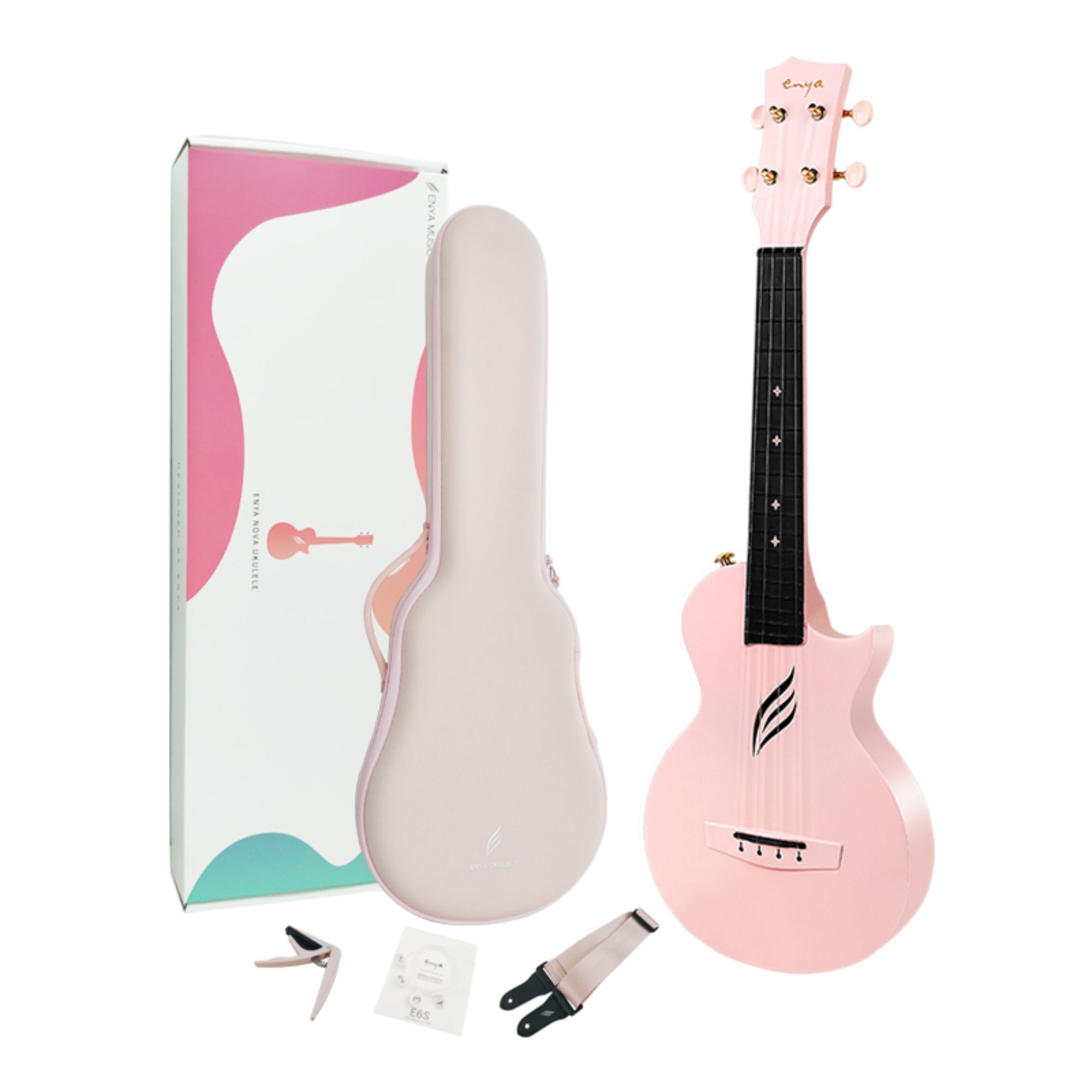 Enya Concert Nova U Carbon Fiber Travel Ukulele-Pink Matt