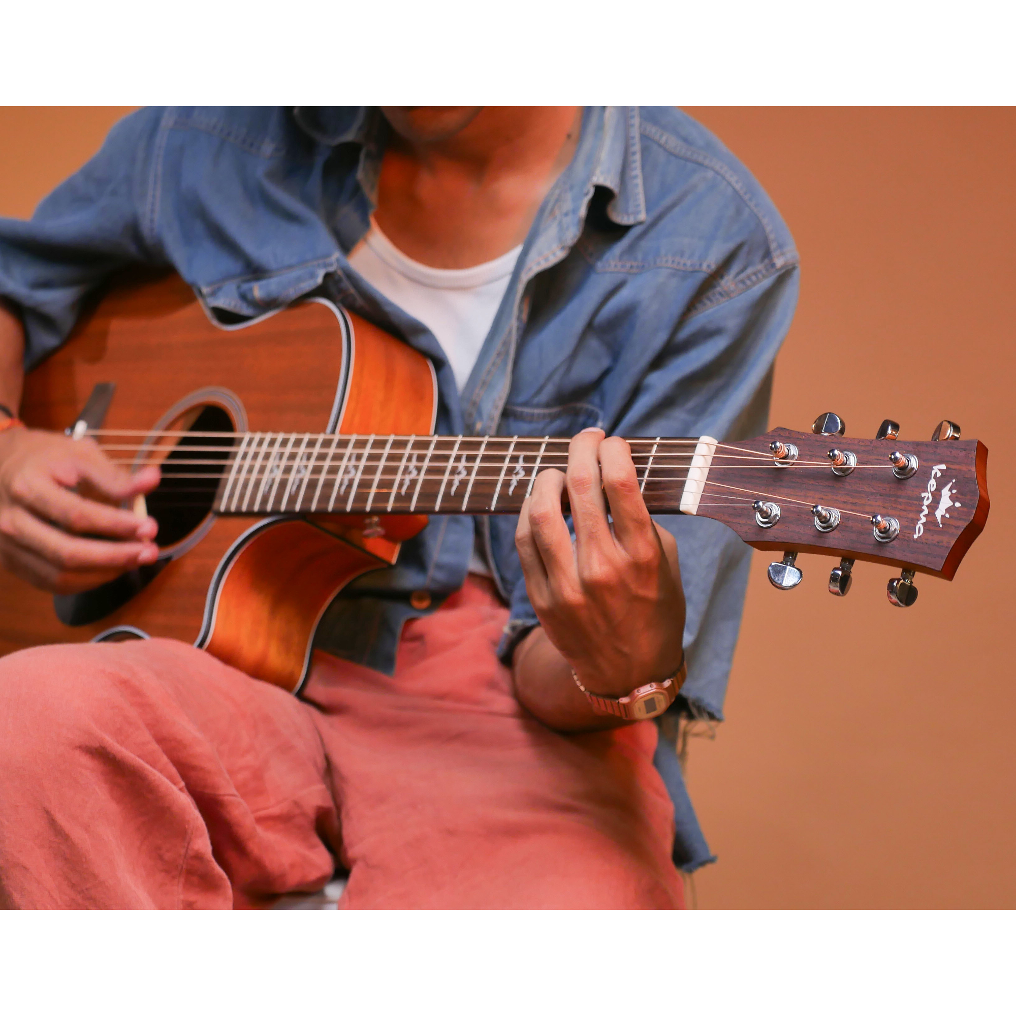 Kepma FC Mini M Elite Series 36 inch Solid Top Cutaway Travel Acoustic Guitar - Natural