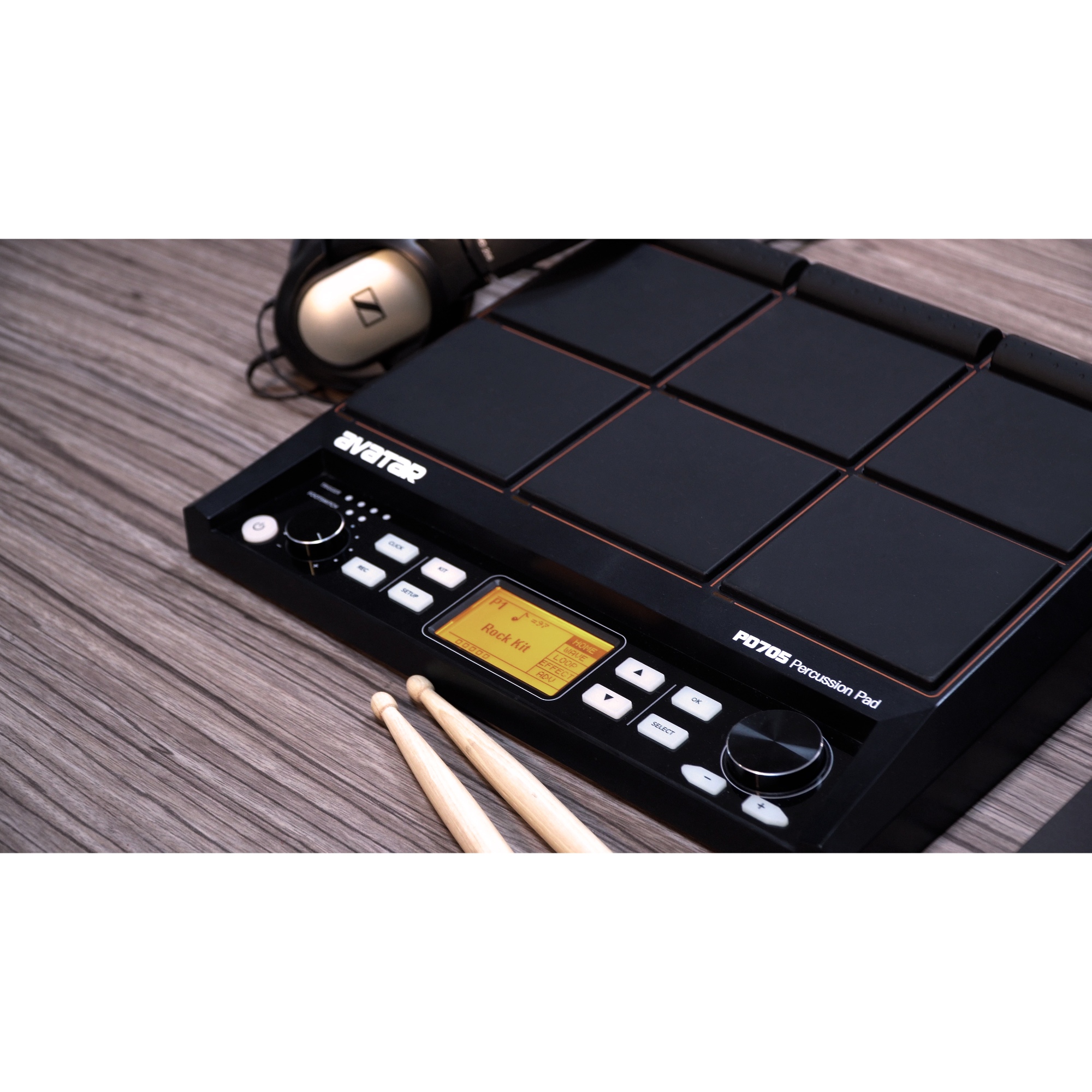 Avatar PD705 Sample Pad Portable Multipad for Drummers With 9 Velocity Sensitive Drum Pads 592 Percussion Sounds Support USBMIDI In OutAUX