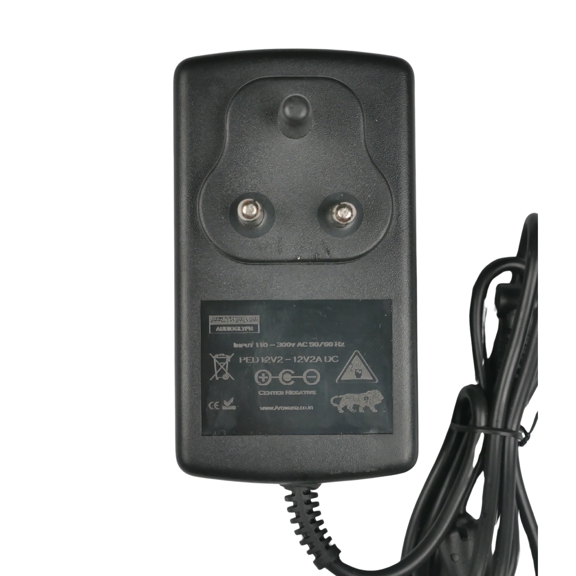 Arowana PED12V2 Studio Grade 12V 2 Amp Center Negative Power Supply for guitar processors pedals preamps audio