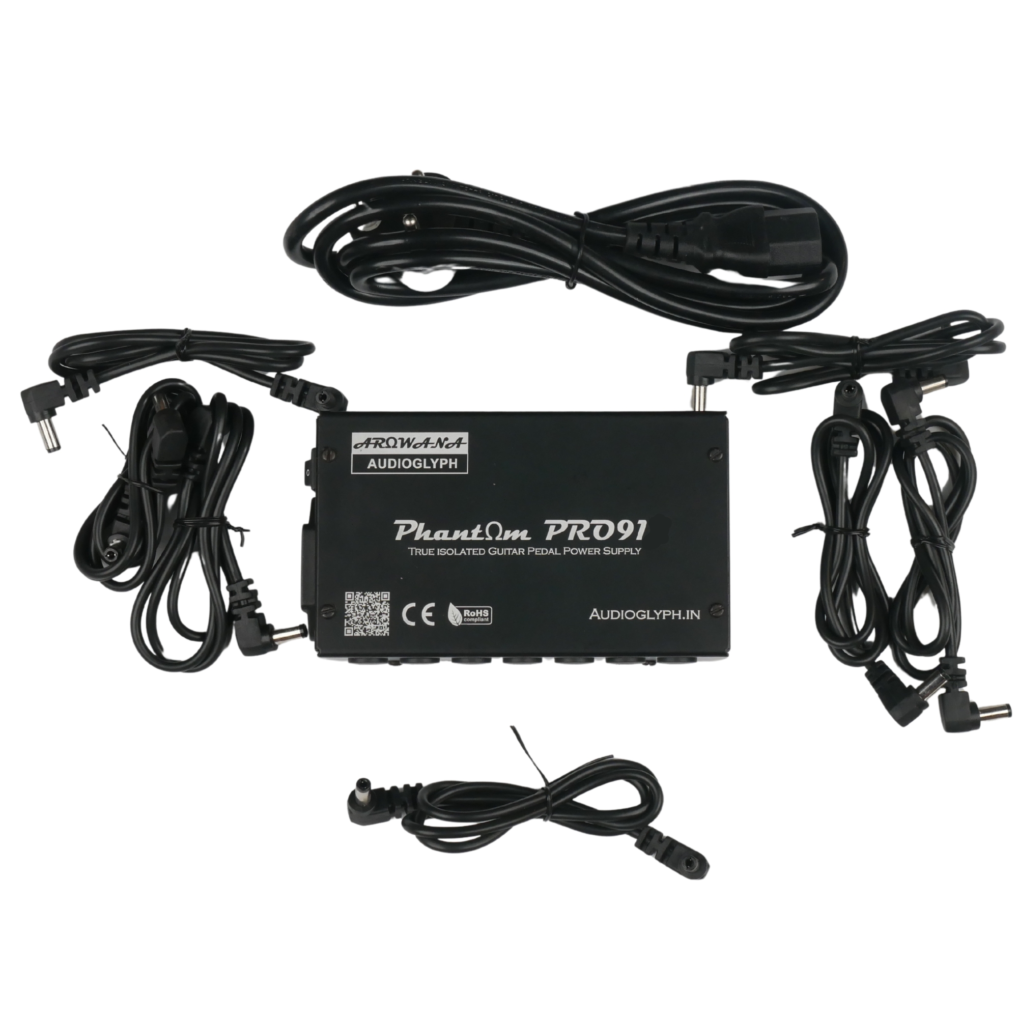 Arowana AudioGlyph Phantom Pro91 True Isolated Guitar Pedal Power Supply - 6 x 9V 300mA 1 x 9V 1A