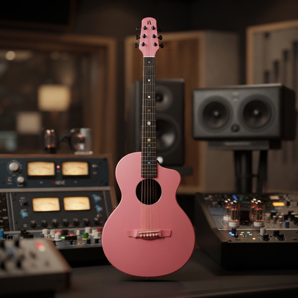 Natasha Asteroid NSX Carbon Fibre Acoustic Guitar with Smart Pickup Peach pink