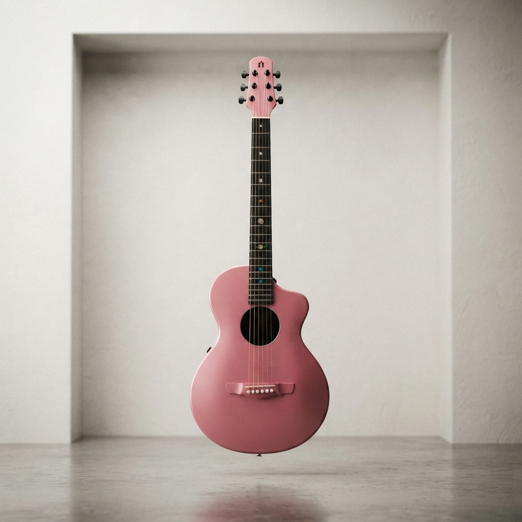 Natasha Asteroid NSX Carbon Fibre Acoustic Guitar with Smart Pickup Peach pink