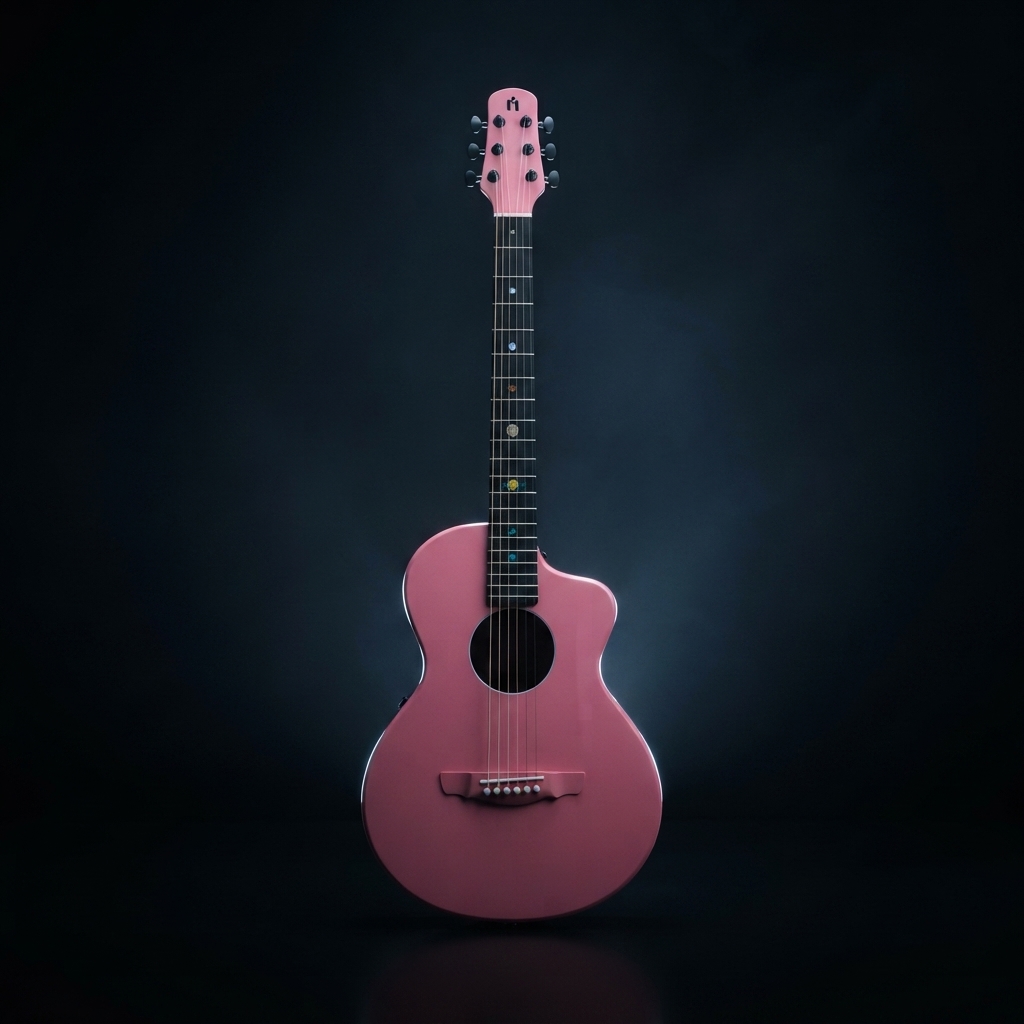 Natasha Asteroid NSX Carbon Fibre Acoustic Guitar with Smart Pickup Peach pink