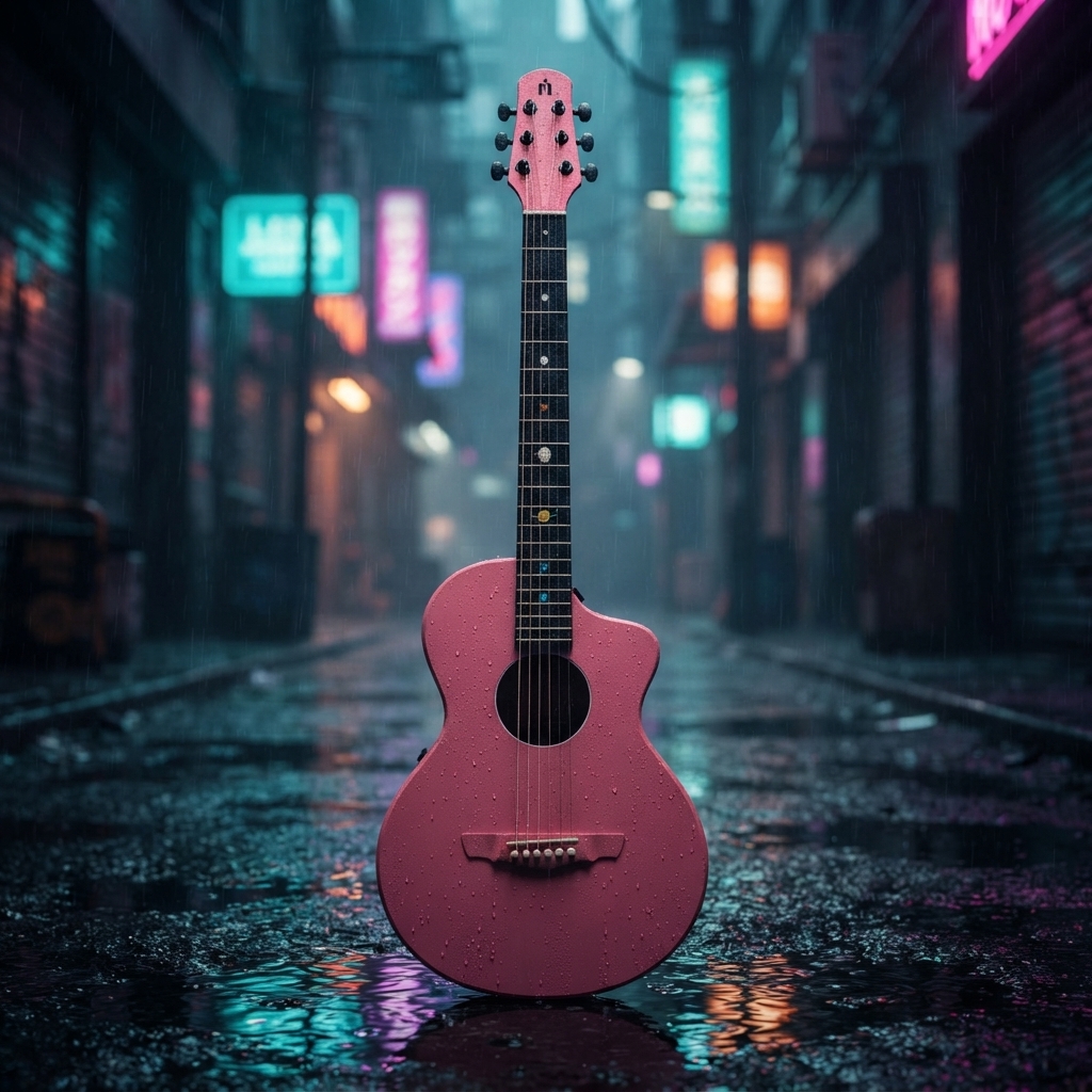 Natasha Asteroid NSX Carbon Fibre Acoustic Guitar with Smart Pickup Peach pink