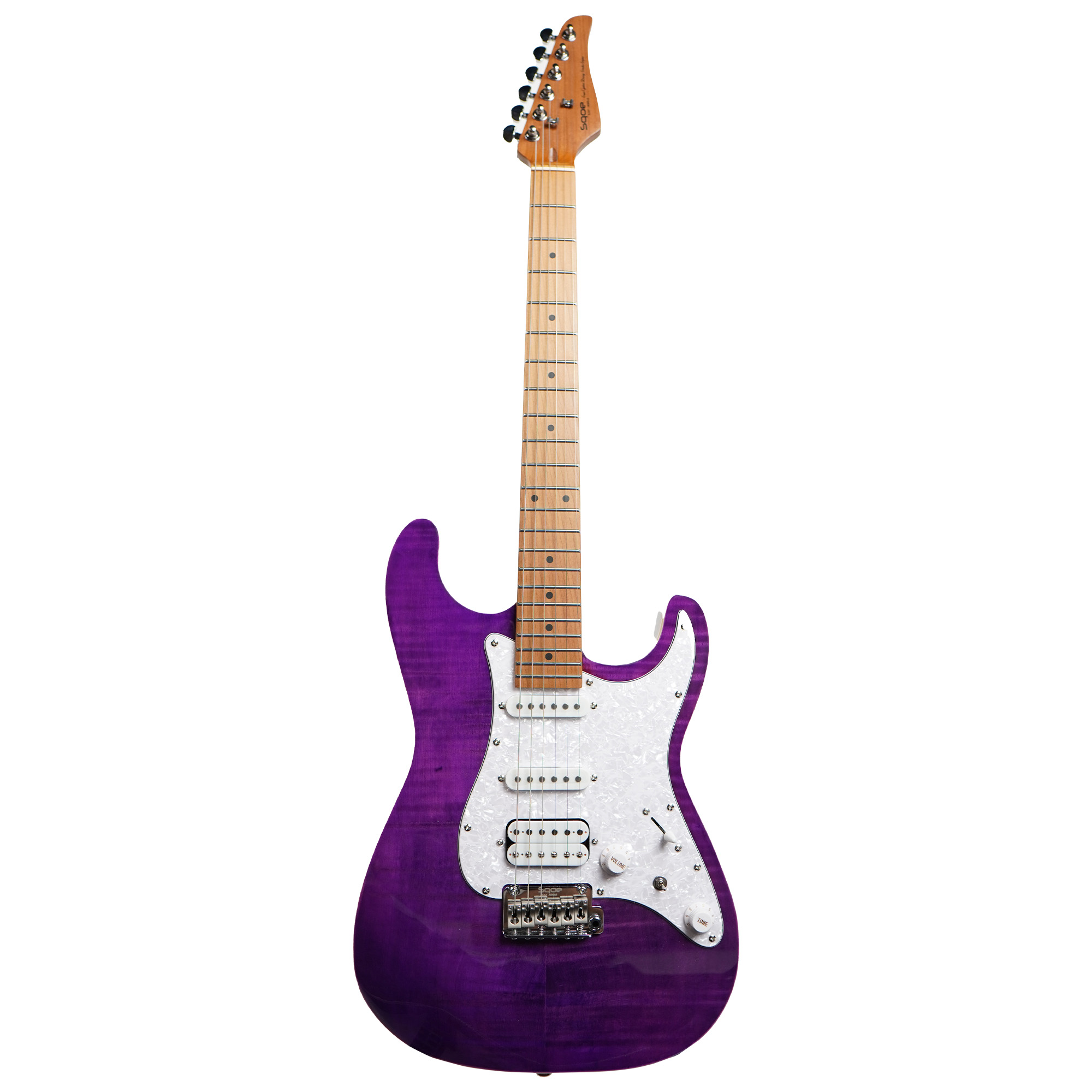 SQOE SEIB680 Electric Guitar with HSS Pickups Roasted Maple Neck - Glossy Finish