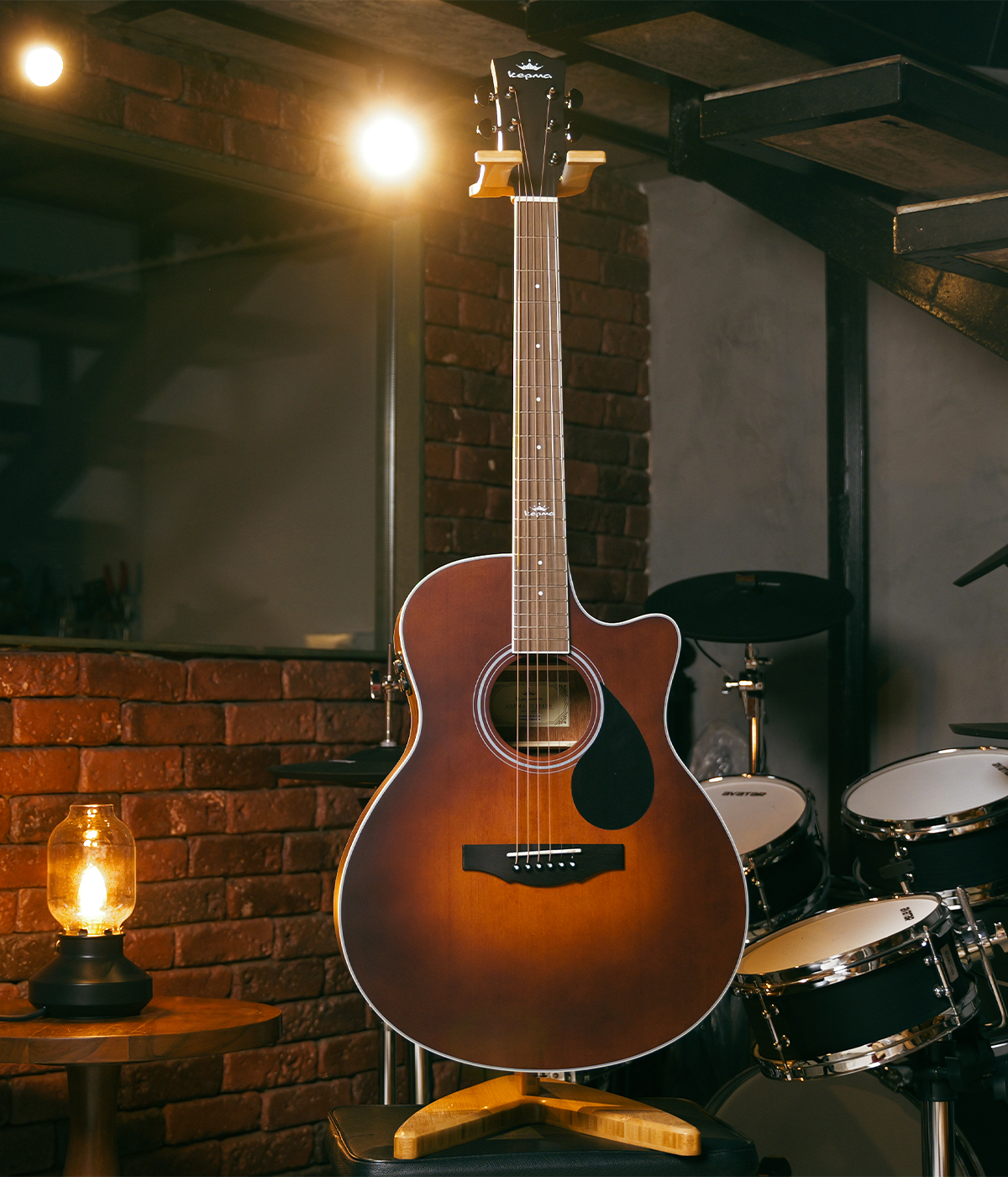Kepma A1CE PRO TRANS K10- Semi acoustic Guitar- Crimson satin