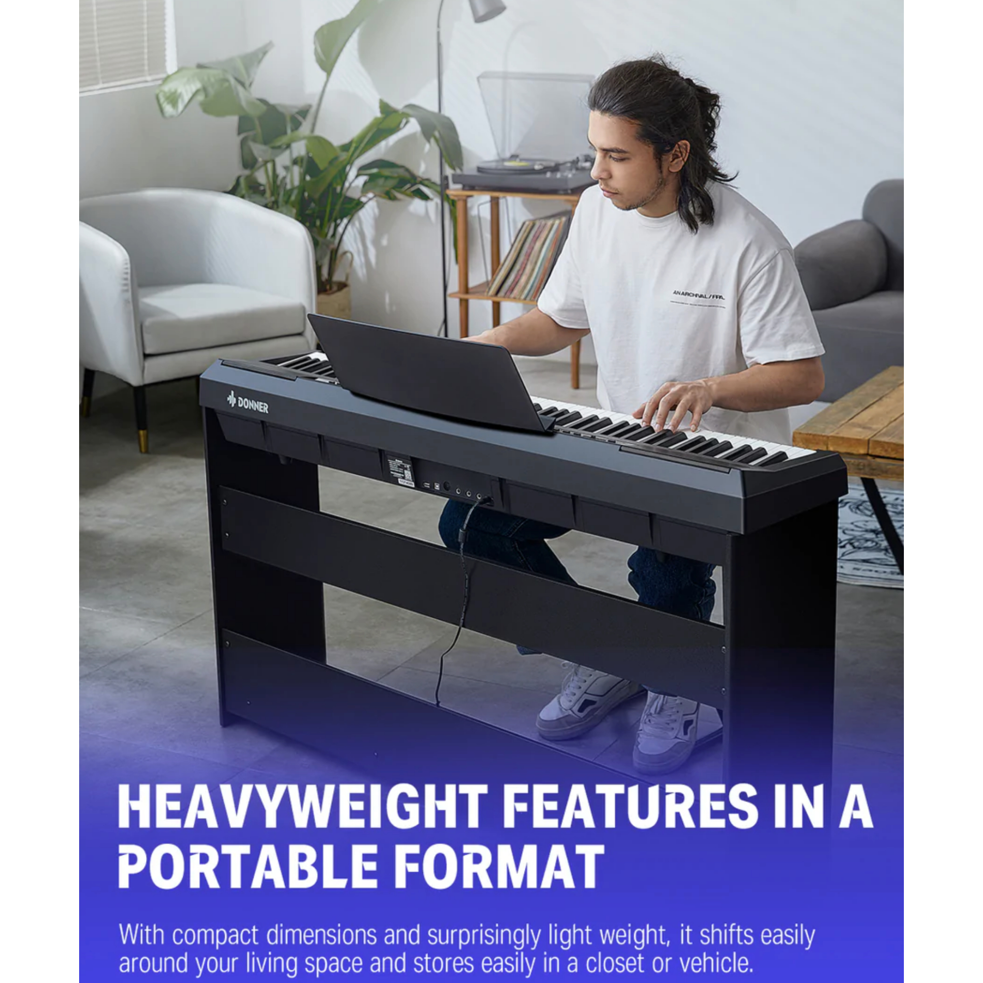 Donner DEP-20 Portable 88 Key Weighted Digital Piano with Detachable Furniture Stand 3 Pedals