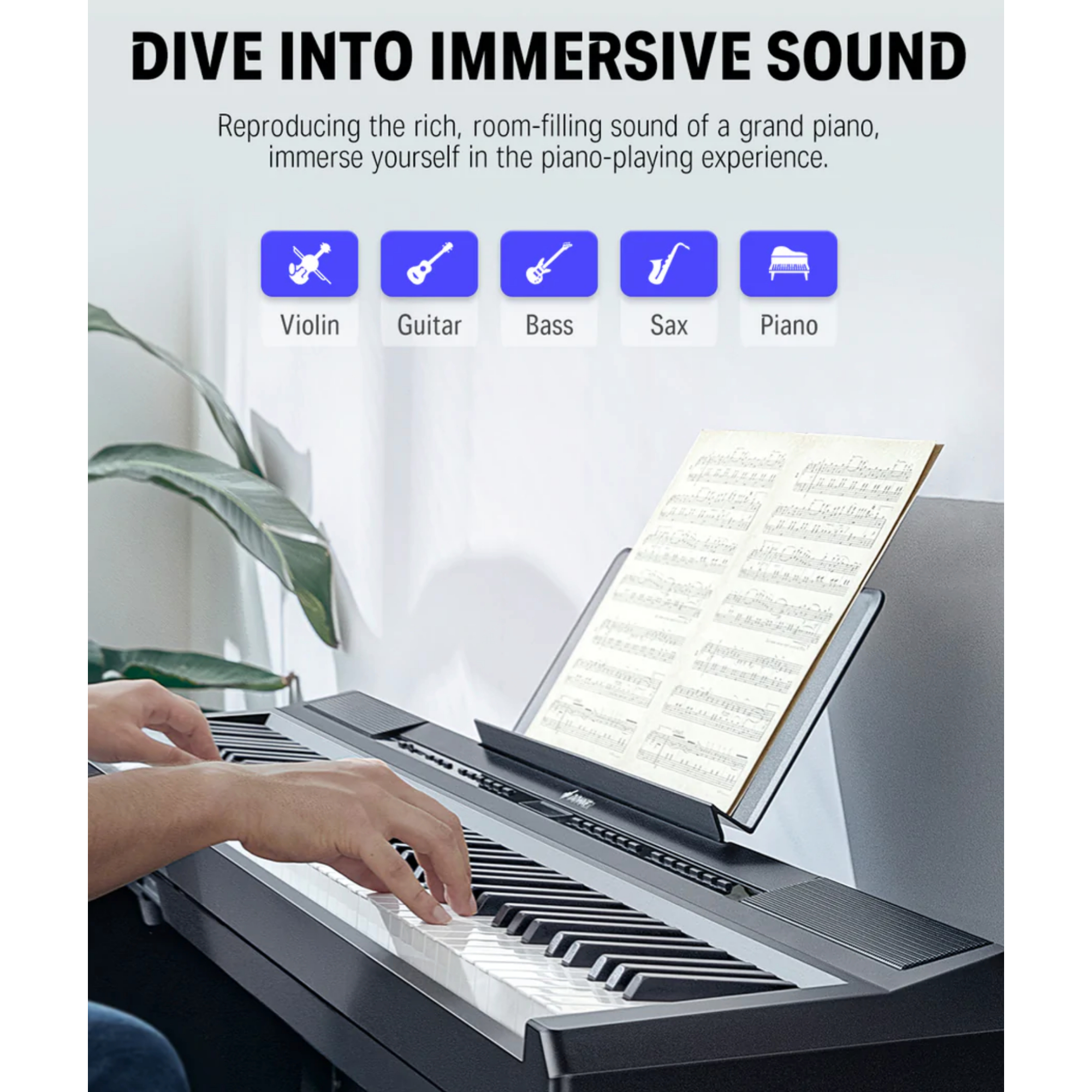 Donner DEP-20 Portable 88 Key Weighted Digital Piano with Detachable Furniture Stand 3 Pedals