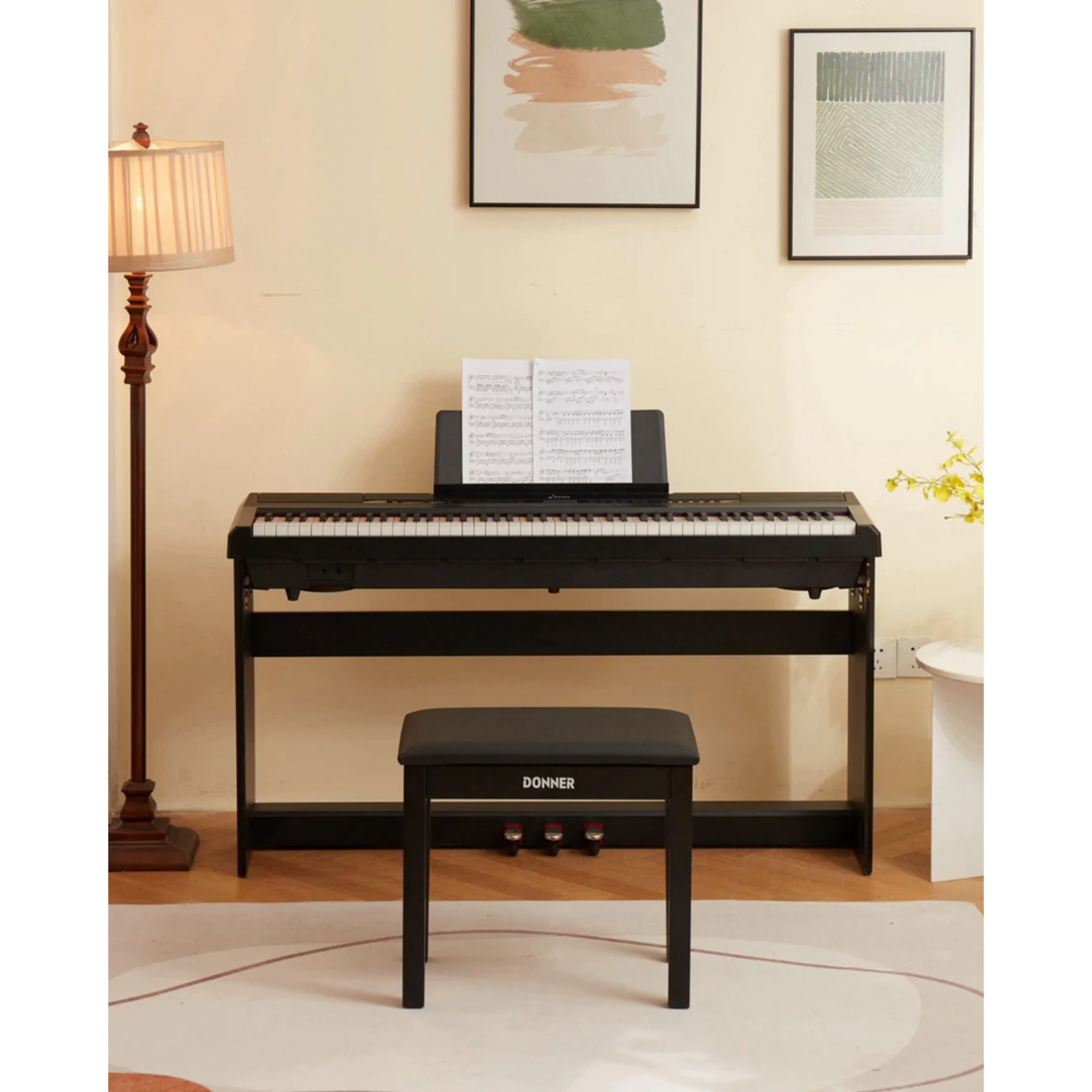 Donner DEP-20 Portable 88 Key Weighted Digital Piano with Detachable Furniture Stand 3 Pedals