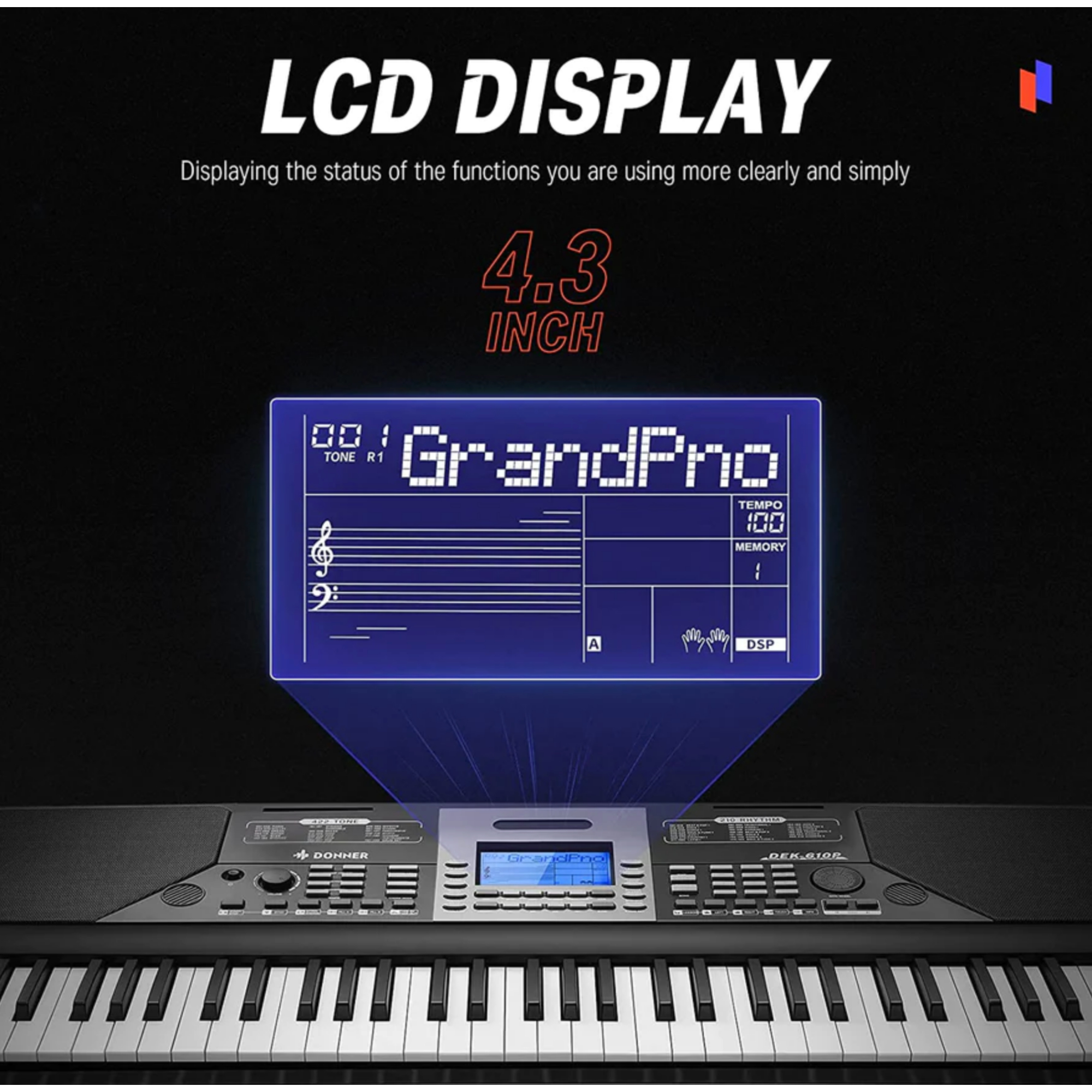 DEK610 Keyboard Piano 61 Key Piano Keyboard for BeginnerProfessional Electric Piano with Microphone Piano App Supports MP3USB MIDIMicrophoneInsertion of the pedal