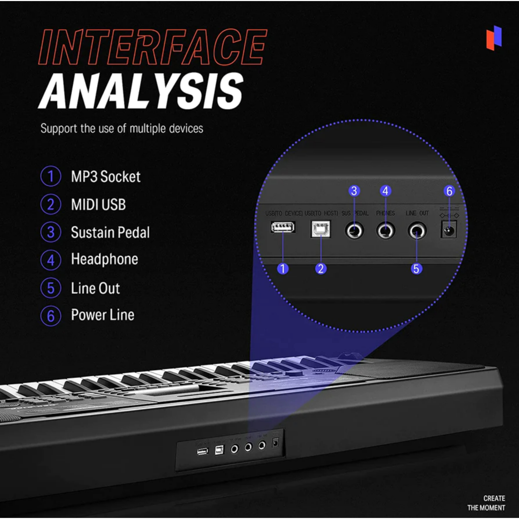 DEK610 Keyboard Piano 61 Key Piano Keyboard for BeginnerProfessional Electric Piano with Microphone Piano App Supports MP3USB MIDIMicrophoneInsertion of the pedal
